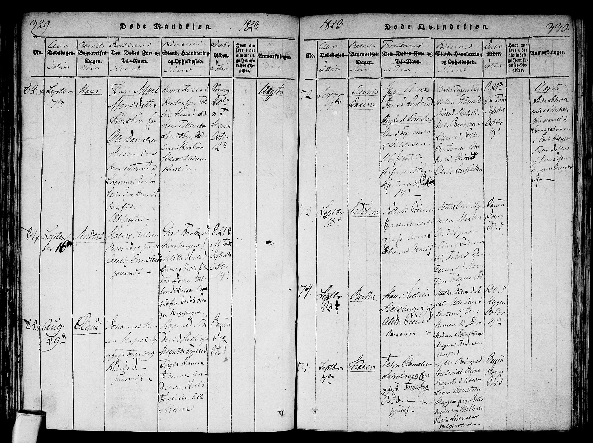 Modum kirkebøker, AV/SAKO-A-234/F/Fa/L0004: Parish register (official) no. 4, 1818-1824, p. 329-330