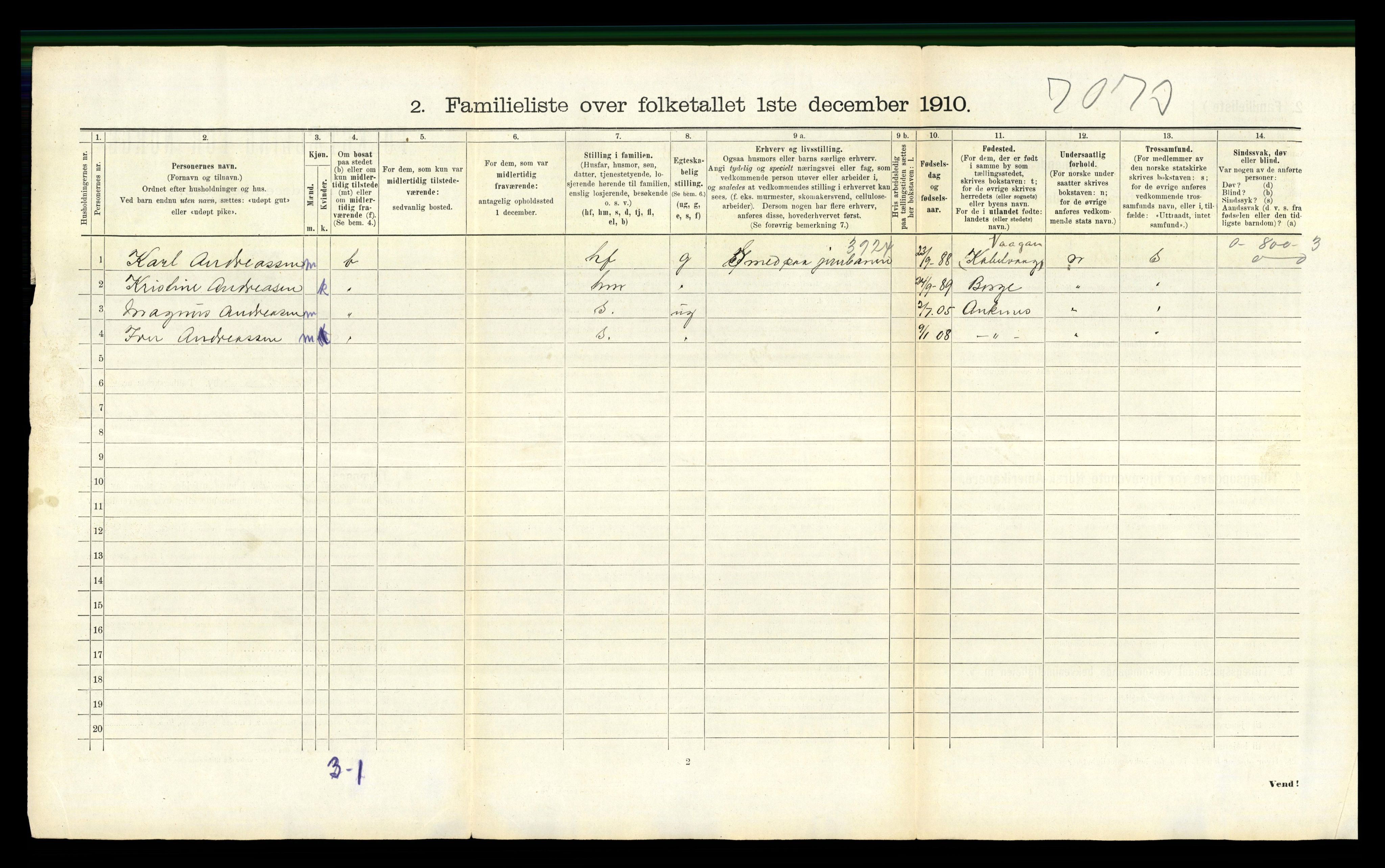 RA, 1910 census for Narvik, 1910, p. 1926