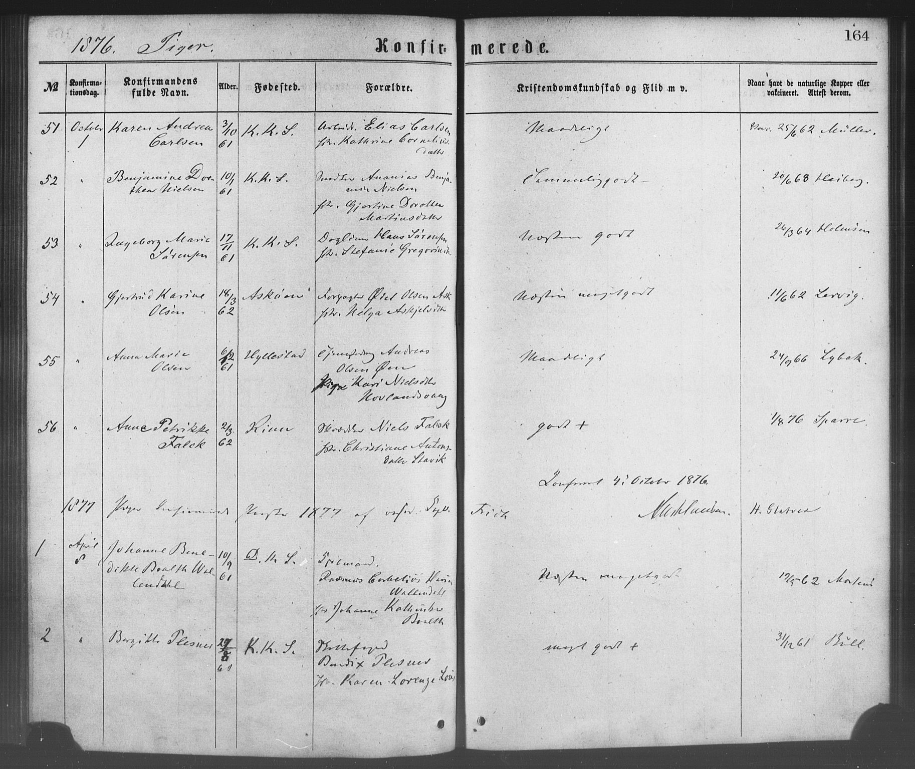 Korskirken sokneprestembete, AV/SAB-A-76101/H/Haa/L0028: Parish register (official) no. C 4, 1868-1879, p. 164