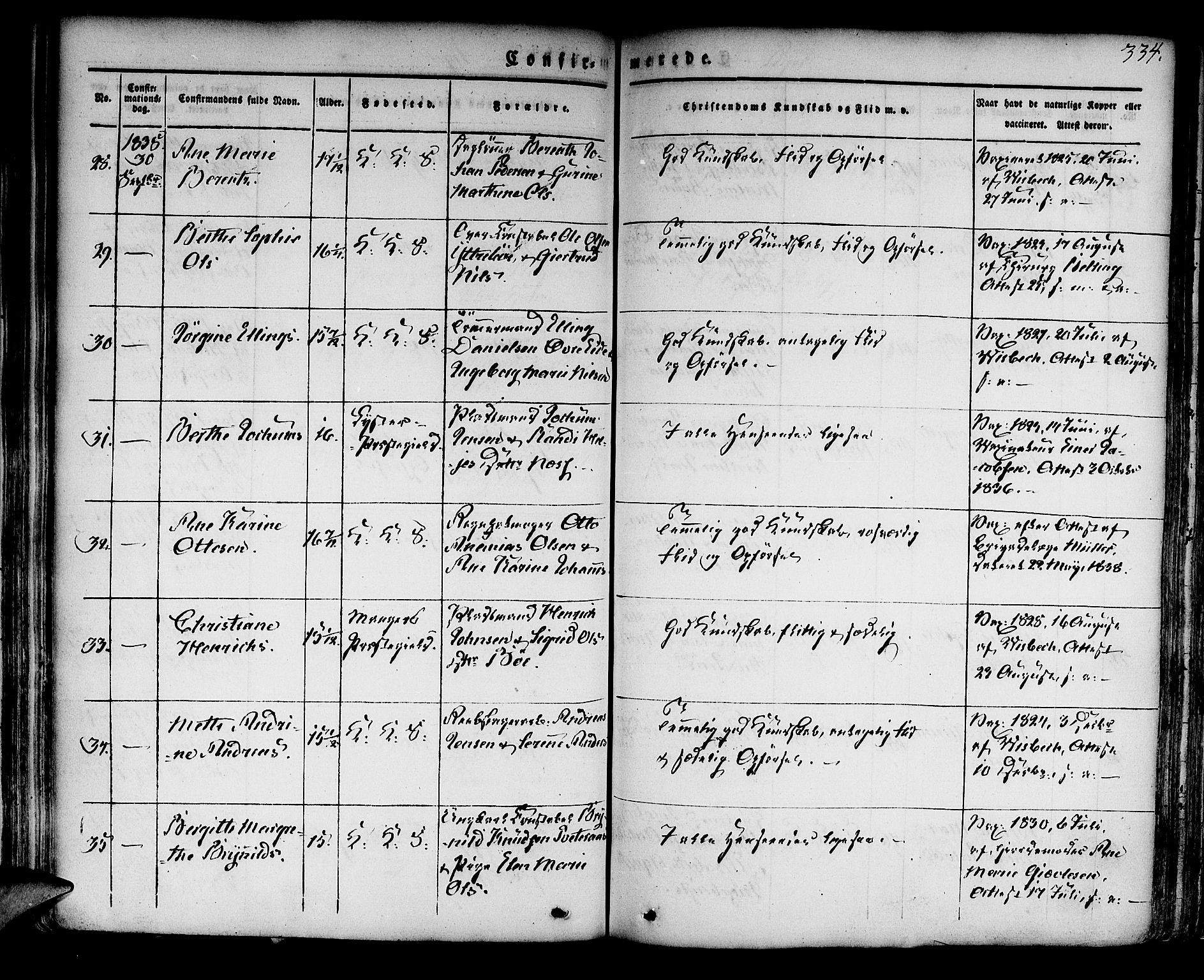 Korskirken sokneprestembete, AV/SAB-A-76101/H/Hab: Parish register (copy) no. A 5II, 1831-1844, p. 334