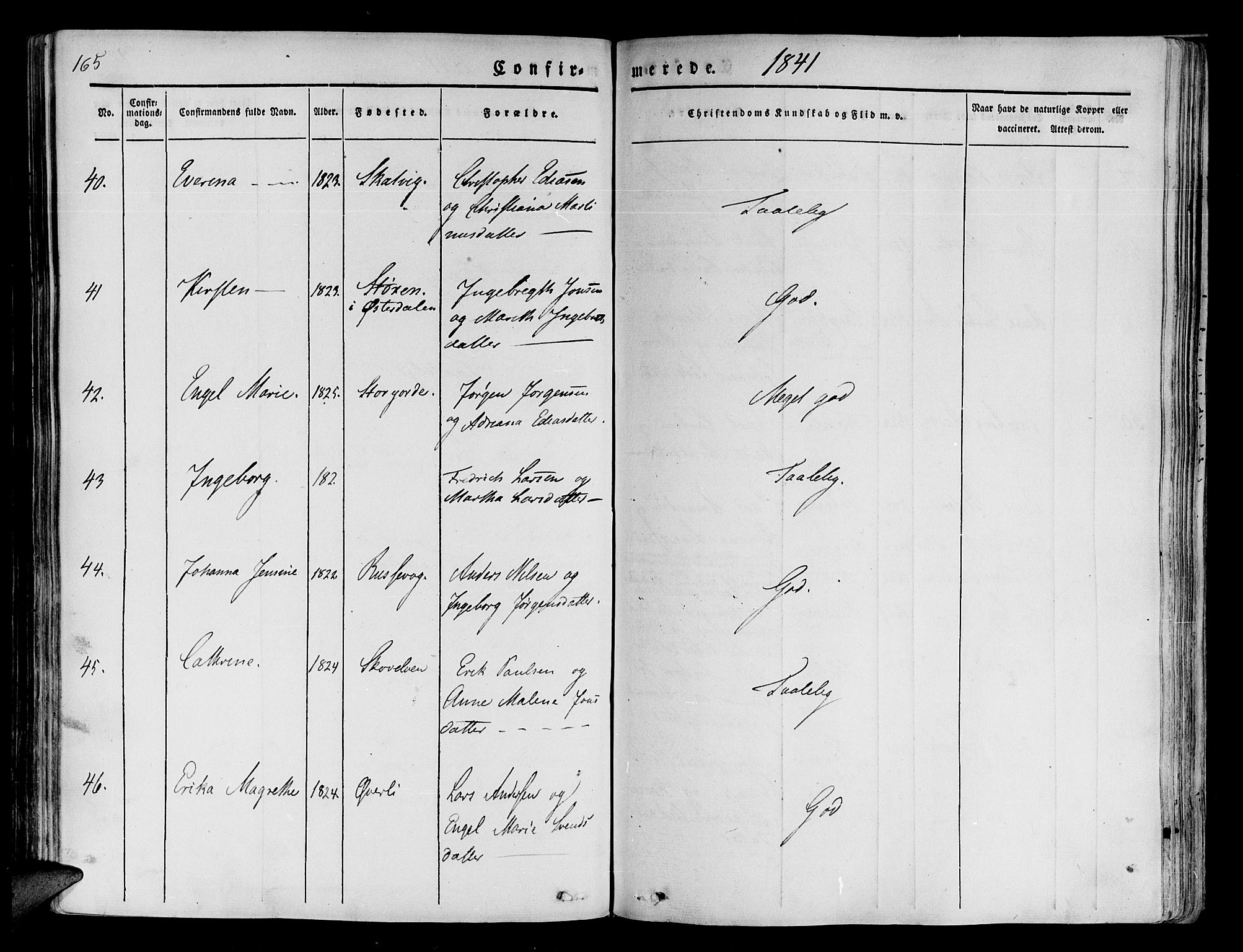 Tranøy sokneprestkontor, AV/SATØ-S-1313/I/Ia/Iaa/L0005kirke: Parish register (official) no. 5, 1829-1844, p. 165