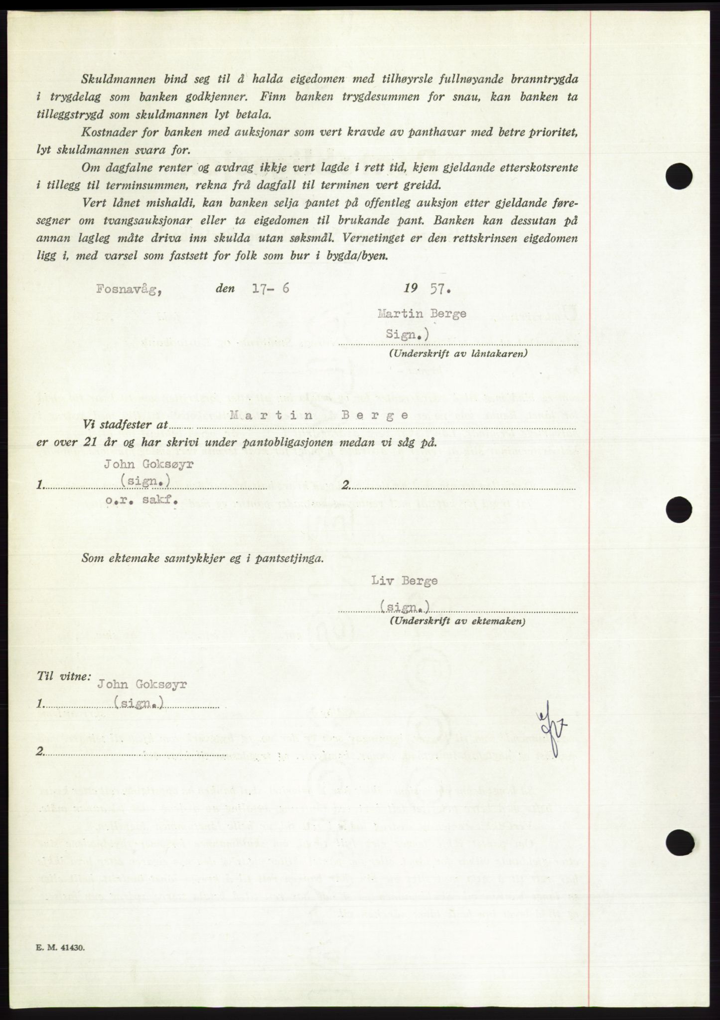 Søre Sunnmøre sorenskriveri, AV/SAT-A-4122/1/2/2C/L0130: Mortgage book no. 18B, 1957-1958, Diary no: : 1894/1957