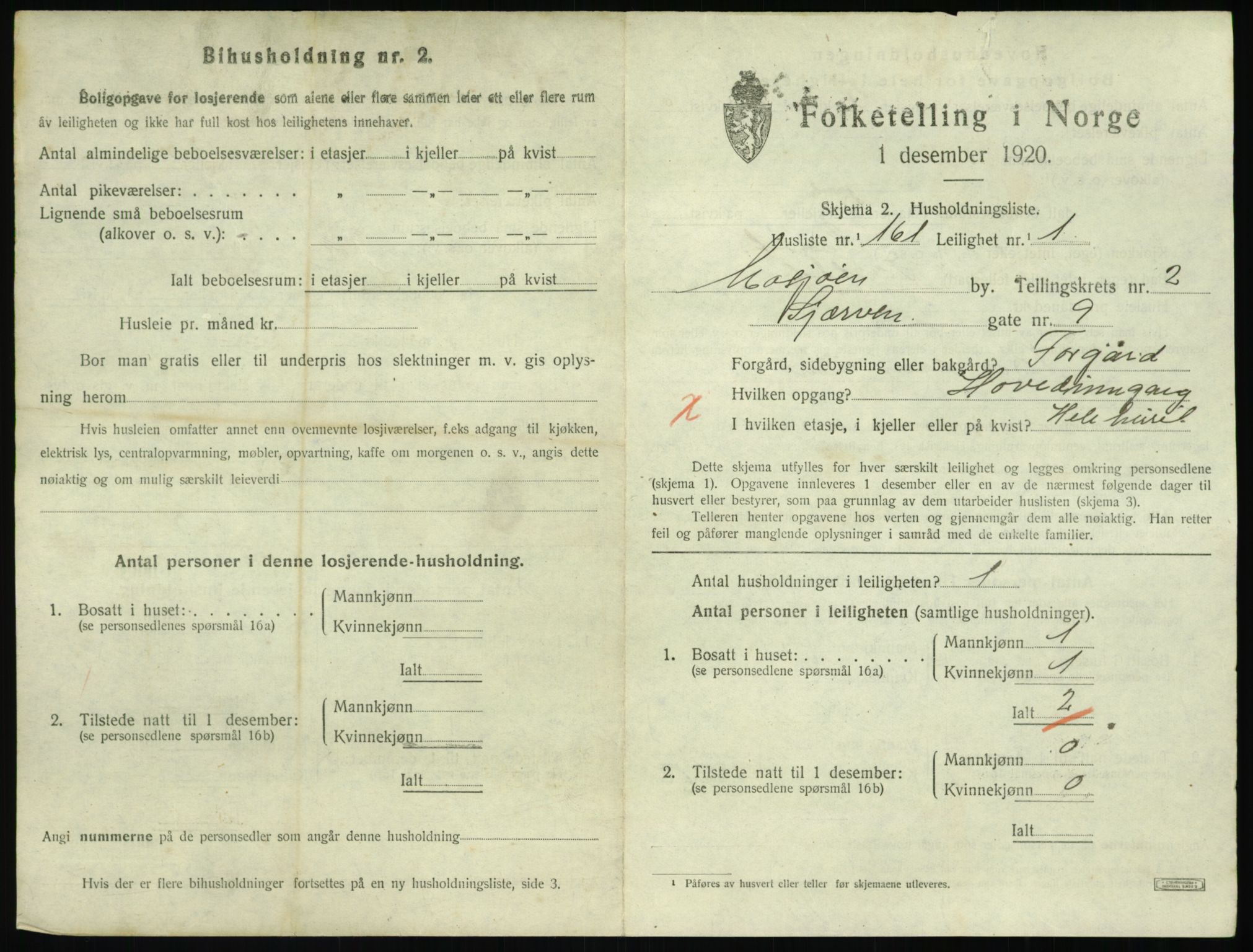 SAT, 1920 census for Mosjøen, 1920, p. 1664