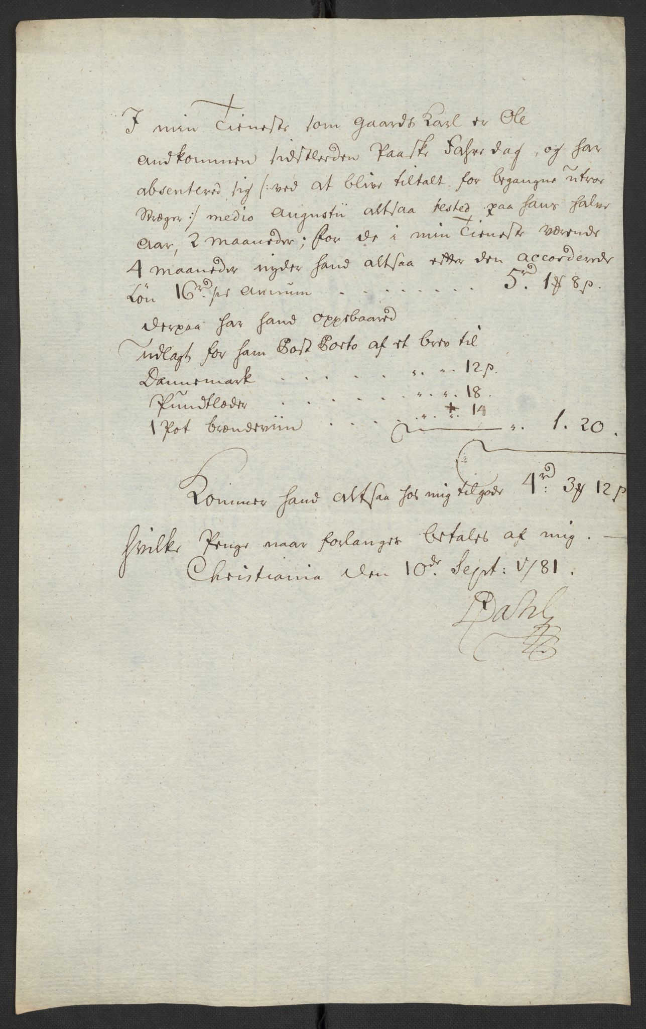 Oslo politidistrikt, AV/SAO-A-10085/D/Da/L0003: Innkomne brev, pro memoria m.v., 1781, p. 179