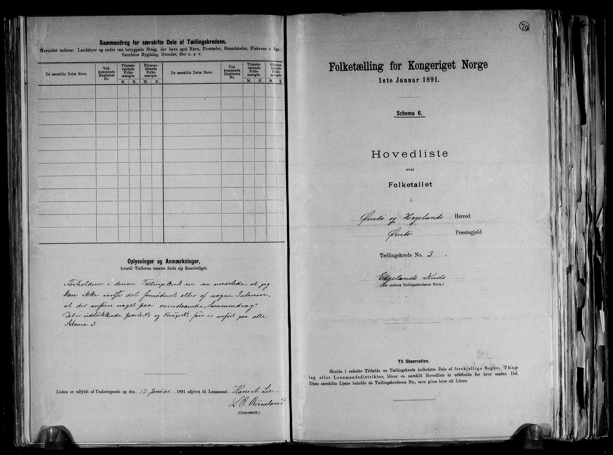 RA, 1891 census for 1016 Øvrebø og Hægeland, 1891, p. 10