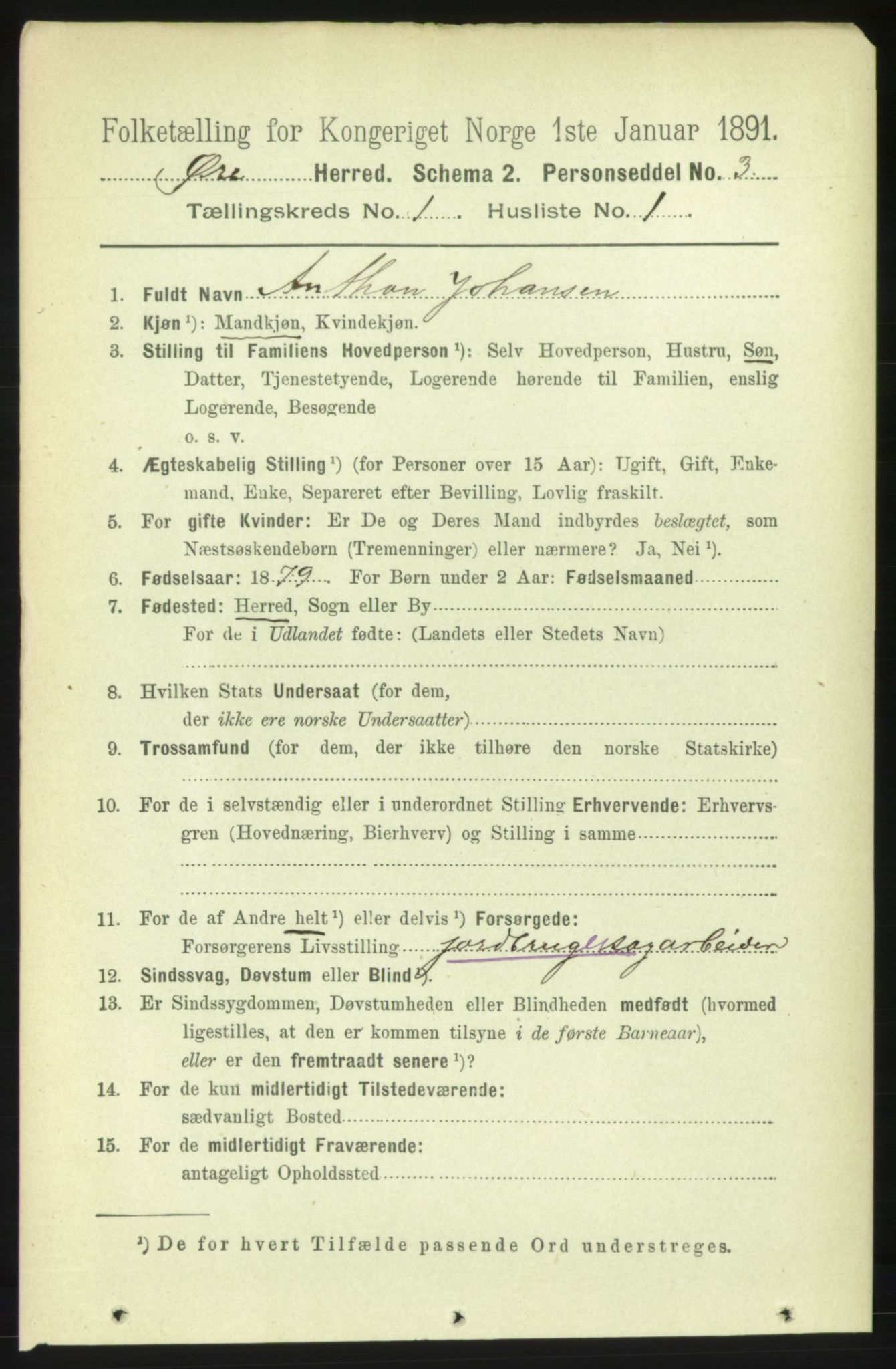 RA, 1891 census for 1558 Øre, 1891, p. 70