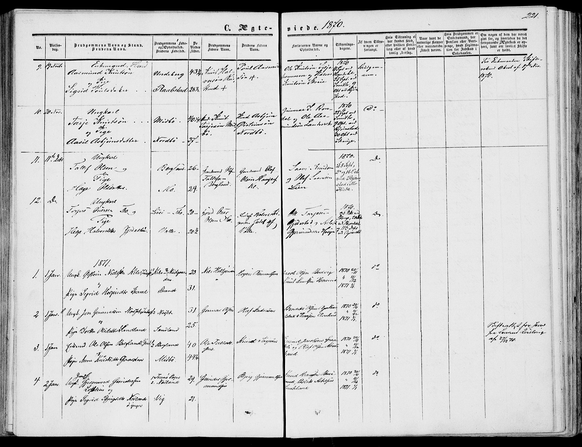 Fyresdal kirkebøker, SAKO/A-263/F/Fa/L0005: Parish register (official) no. I 5, 1855-1871, p. 221