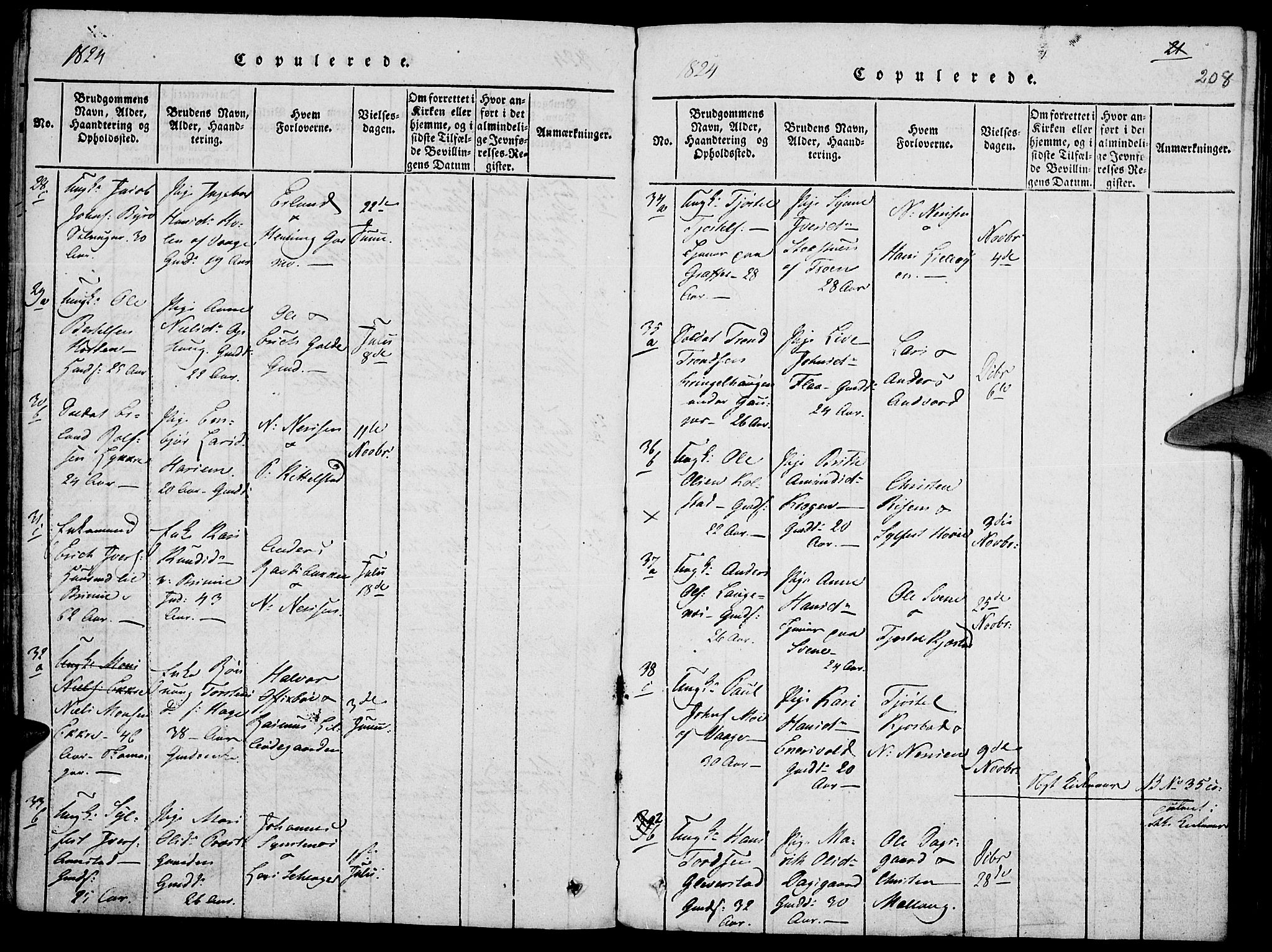 Lom prestekontor, SAH/PREST-070/K/L0004: Parish register (official) no. 4, 1815-1825, p. 208