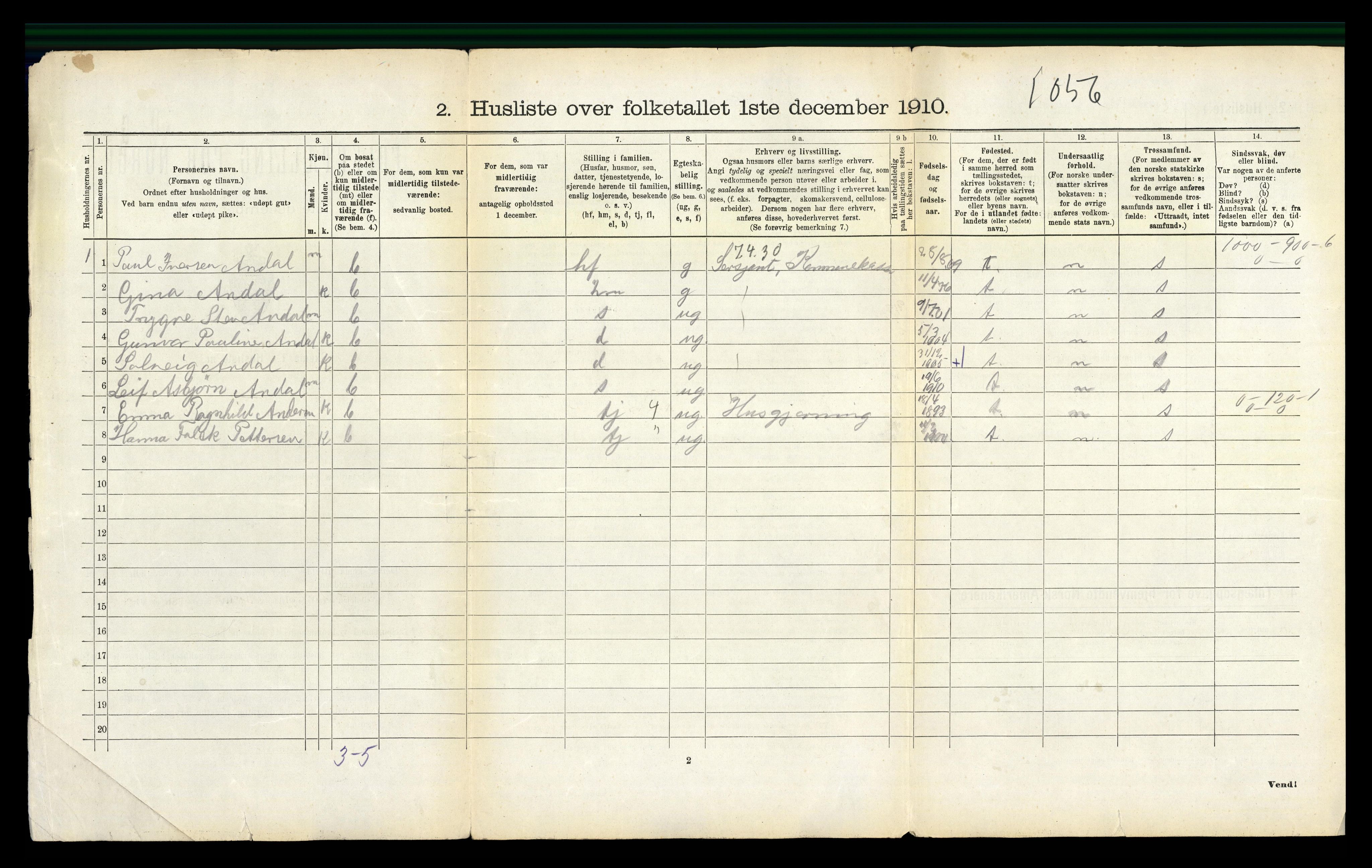 RA, 1910 census for Tjøtta, 1910, p. 388