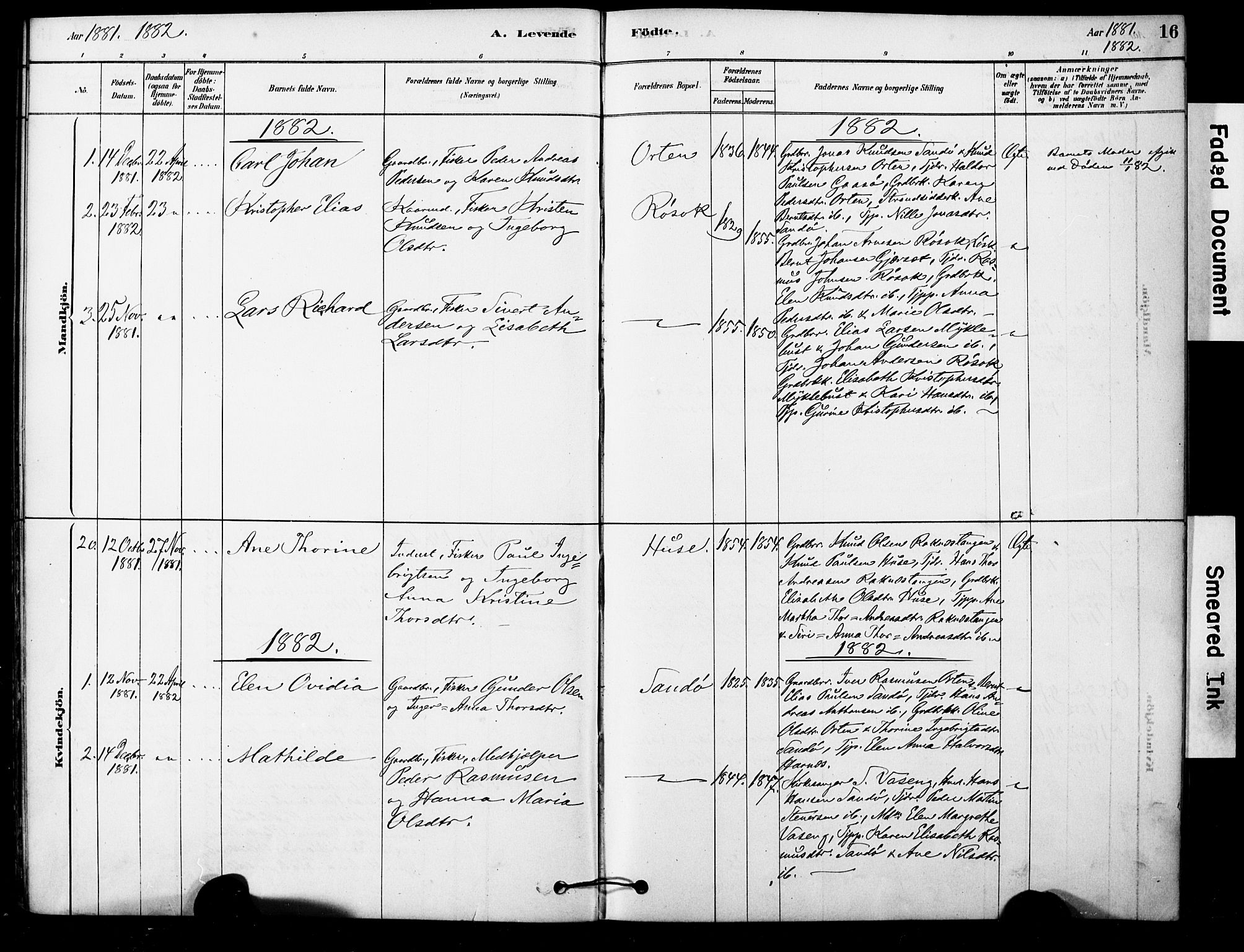 Ministerialprotokoller, klokkerbøker og fødselsregistre - Møre og Romsdal, AV/SAT-A-1454/561/L0729: Parish register (official) no. 561A03, 1878-1900, p. 16