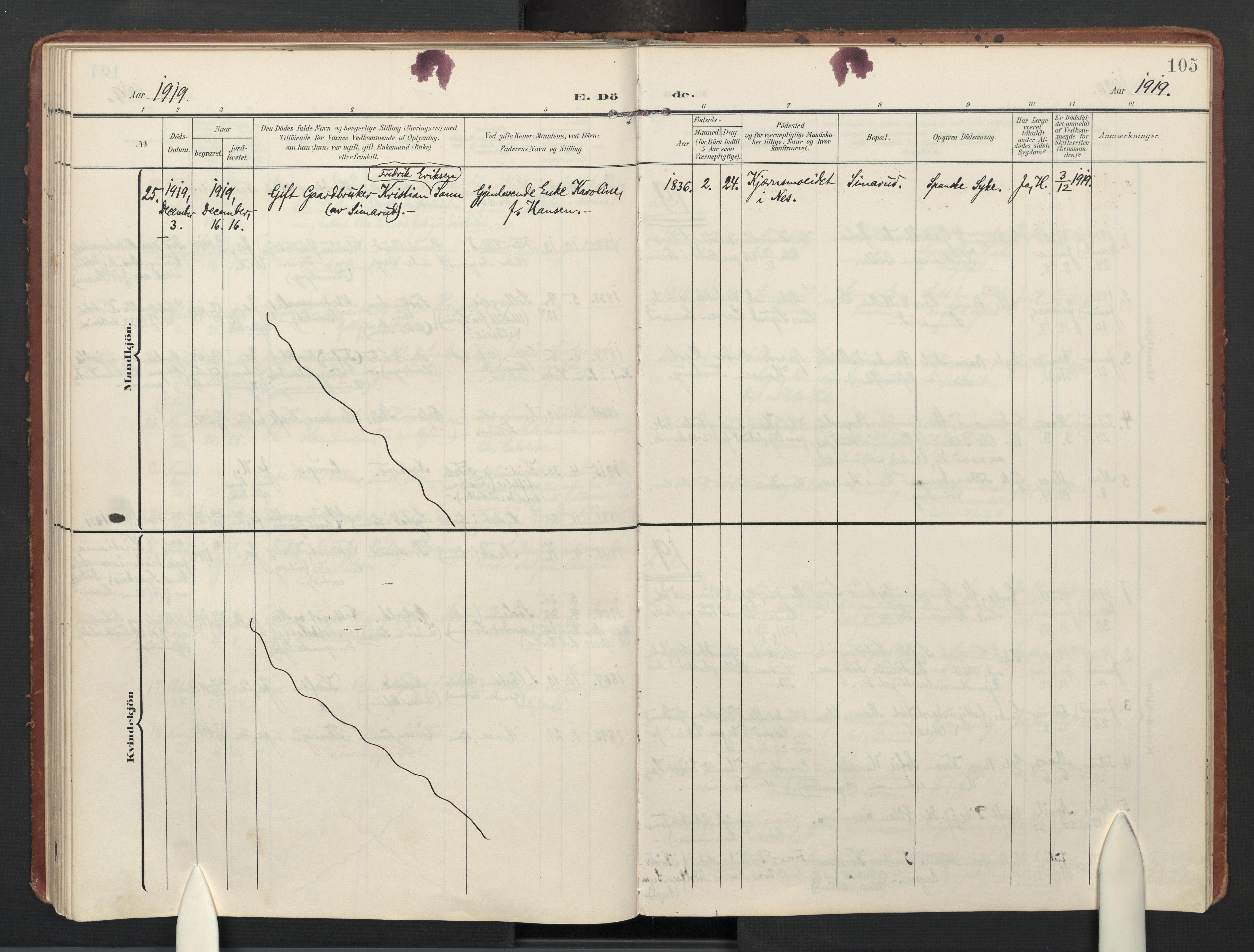 Sørum prestekontor Kirkebøker, AV/SAO-A-10303/F/Fa/L0009: Parish register (official) no. I 9, 1905-1931, p. 105