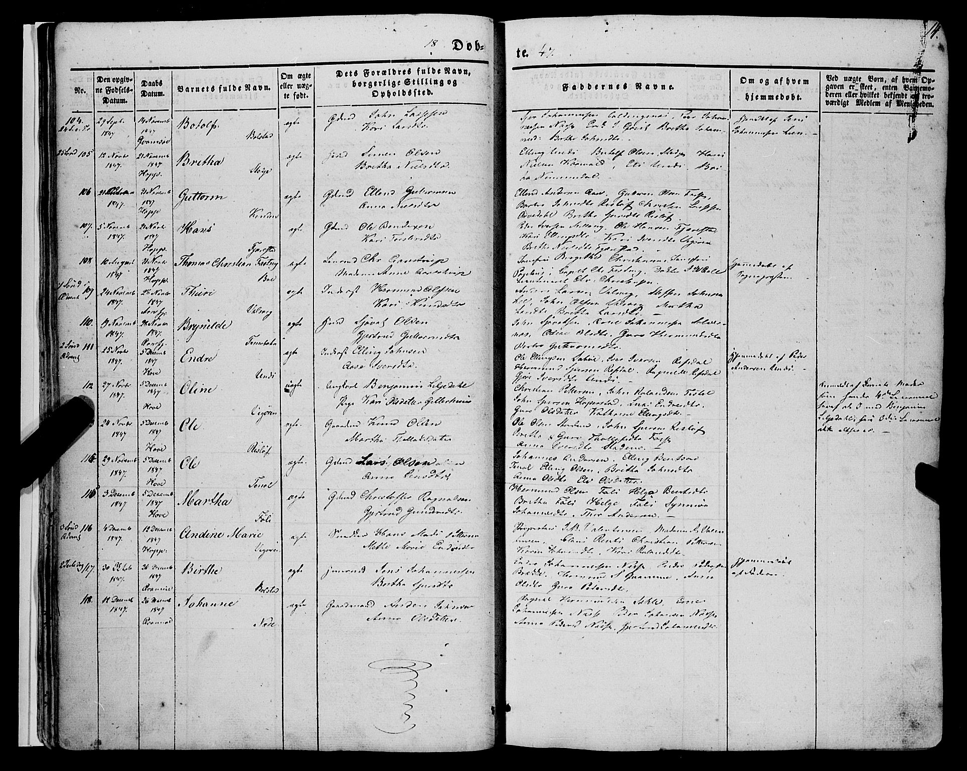 Vik sokneprestembete, SAB/A-81501: Parish register (official) no. A 8, 1846-1865, p. 14
