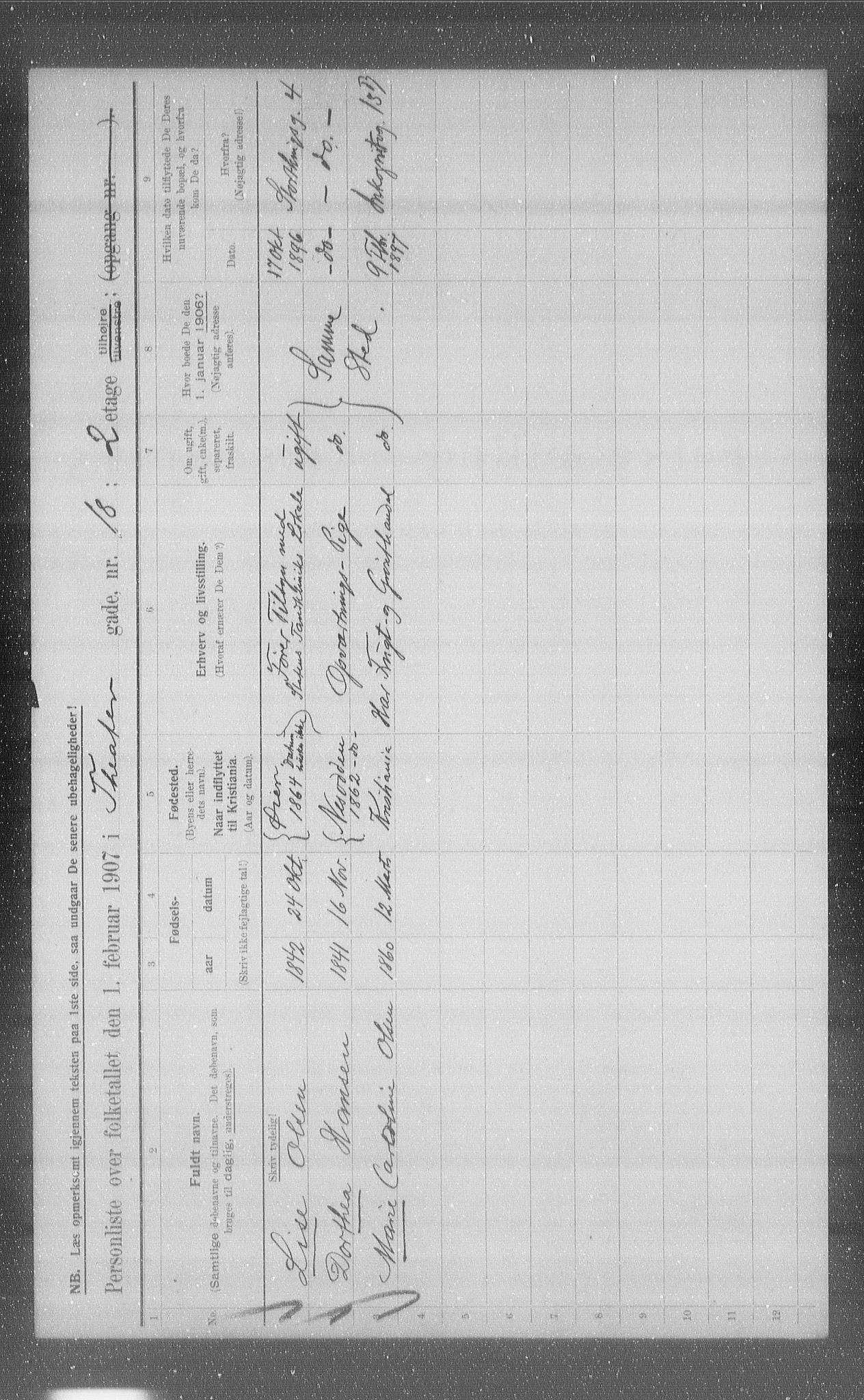 OBA, Municipal Census 1907 for Kristiania, 1907, p. 54596