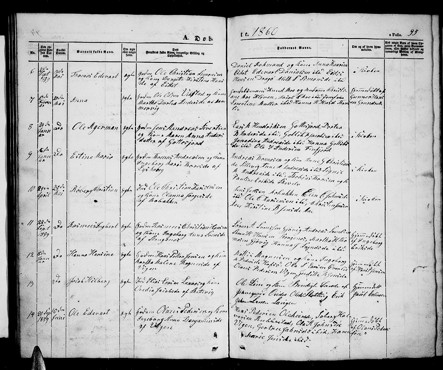 Tranøy sokneprestkontor, SATØ/S-1313/I/Ia/Iab/L0002klokker: Parish register (copy) no. 2, 1847-1860, p. 95
