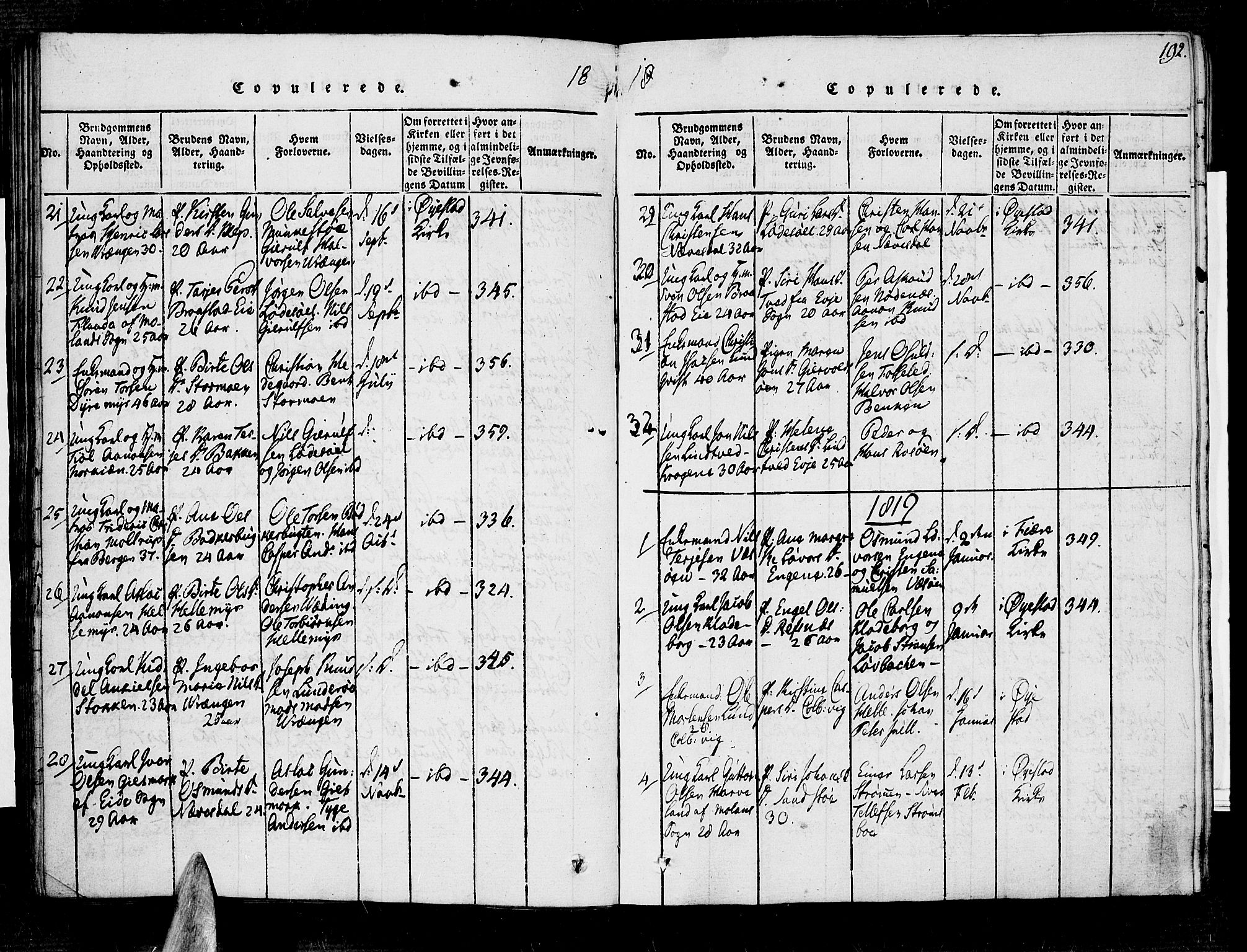 Øyestad sokneprestkontor, SAK/1111-0049/F/Fa/L0012: Parish register (official) no. A 12, 1816-1827, p. 192