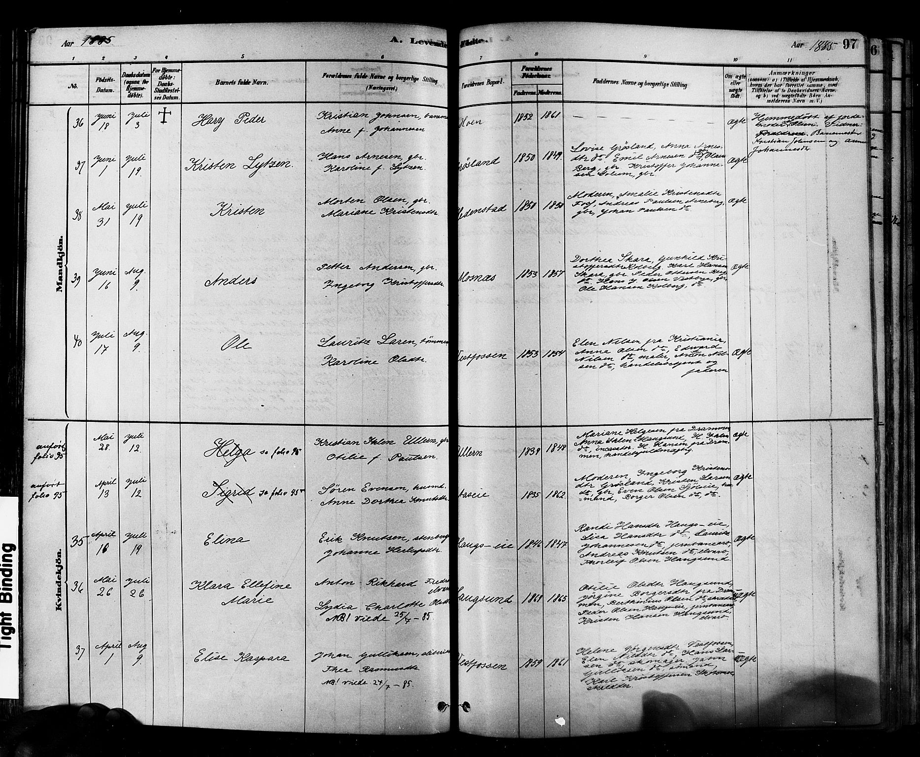 Eiker kirkebøker, AV/SAKO-A-4/F/Fb/L0001: Parish register (official) no. II 1, 1878-1888, p. 97