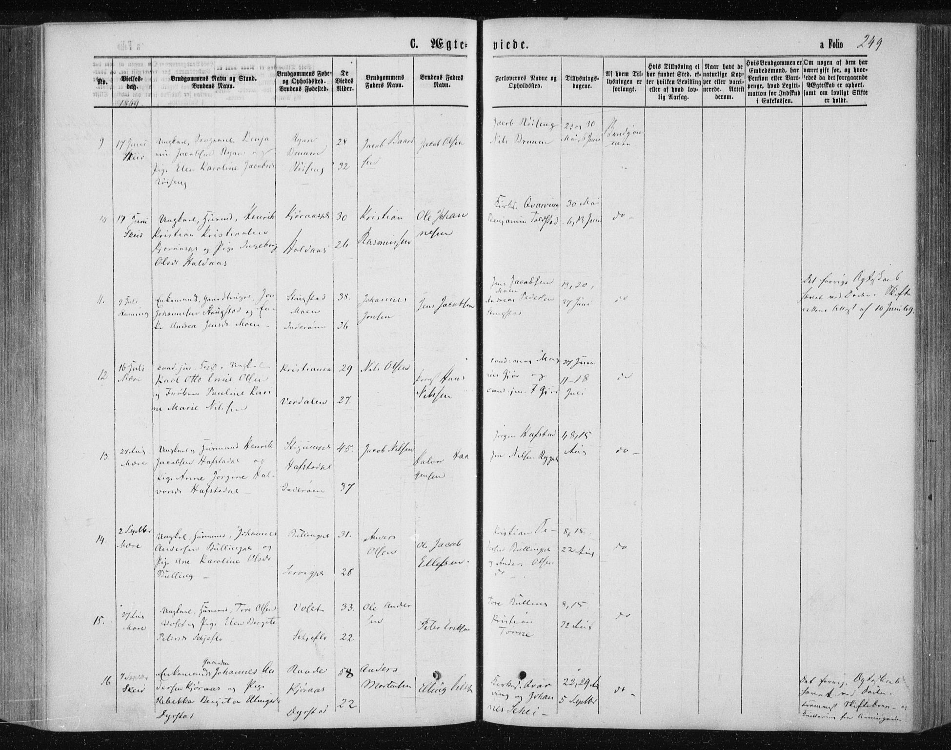 Ministerialprotokoller, klokkerbøker og fødselsregistre - Nord-Trøndelag, SAT/A-1458/735/L0345: Parish register (official) no. 735A08 /1, 1863-1872, p. 249