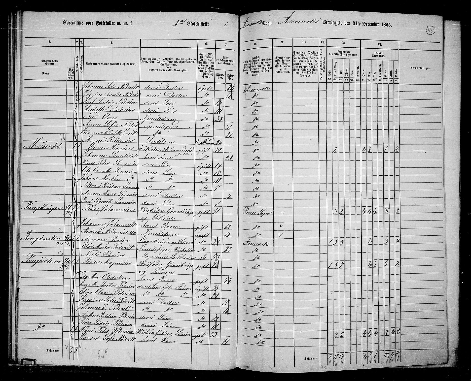 RA, 1865 census for Aremark, 1865, p. 40