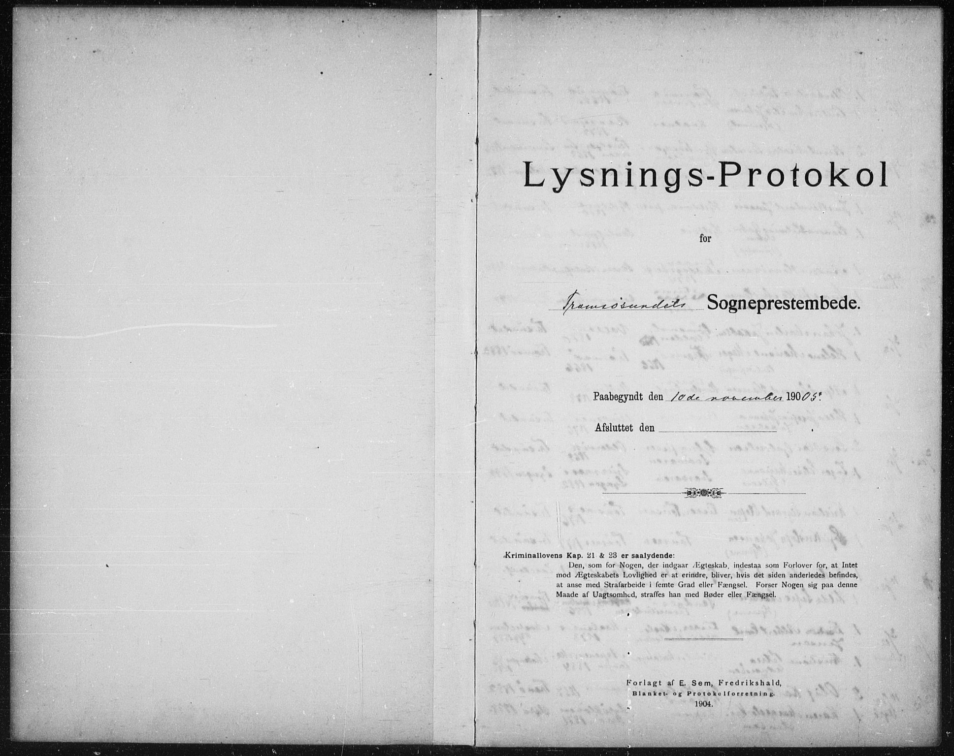 Tromsøysund sokneprestkontor, AV/SATØ-S-1304/H/Hc/L0058: Banns register no. 58, 1905-1912