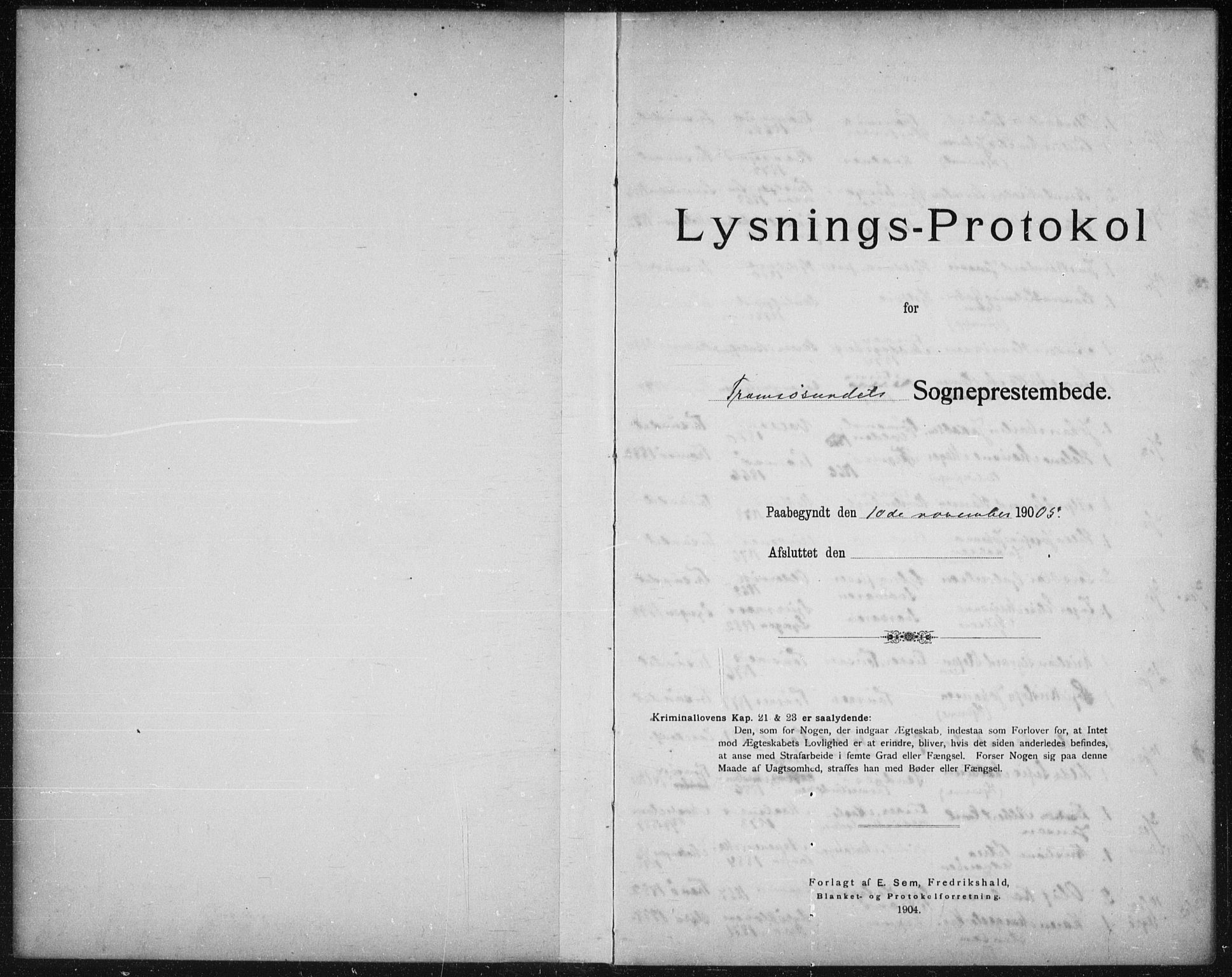 Tromsøysund sokneprestkontor, SATØ/S-1304/H/Hc/L0058: Banns register no. 58, 1905-1912