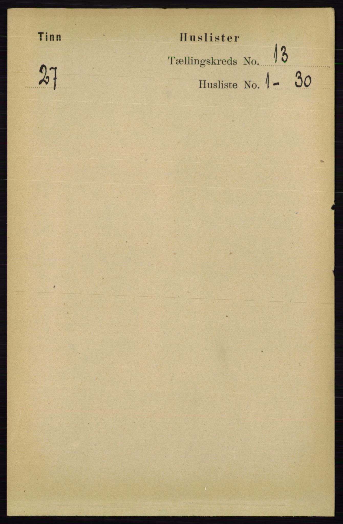 RA, 1891 census for 0826 Tinn, 1891, p. 2627