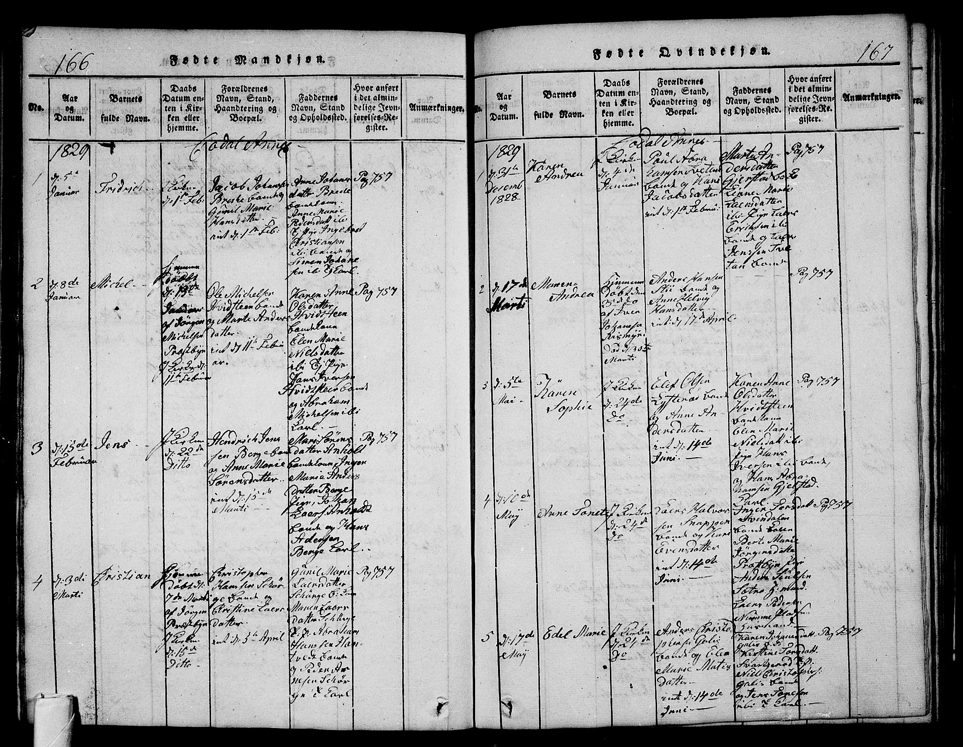 Andebu kirkebøker, AV/SAKO-A-336/G/Ga/L0002: Parish register (copy) no. I 2 /3, 1823-1832, p. 166-167