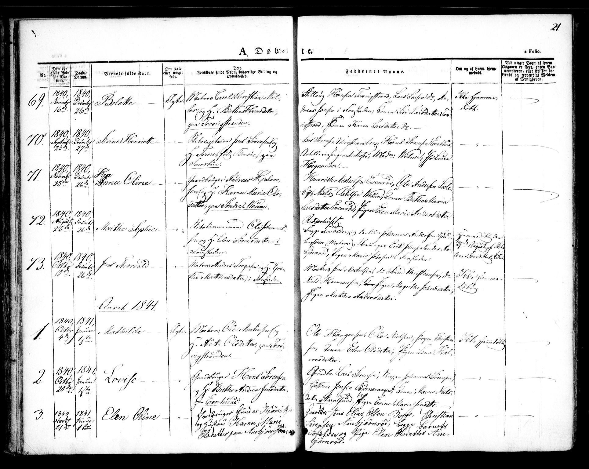 Glemmen prestekontor Kirkebøker, SAO/A-10908/F/Fa/L0005: Parish register (official) no. 5, 1838-1852, p. 21
