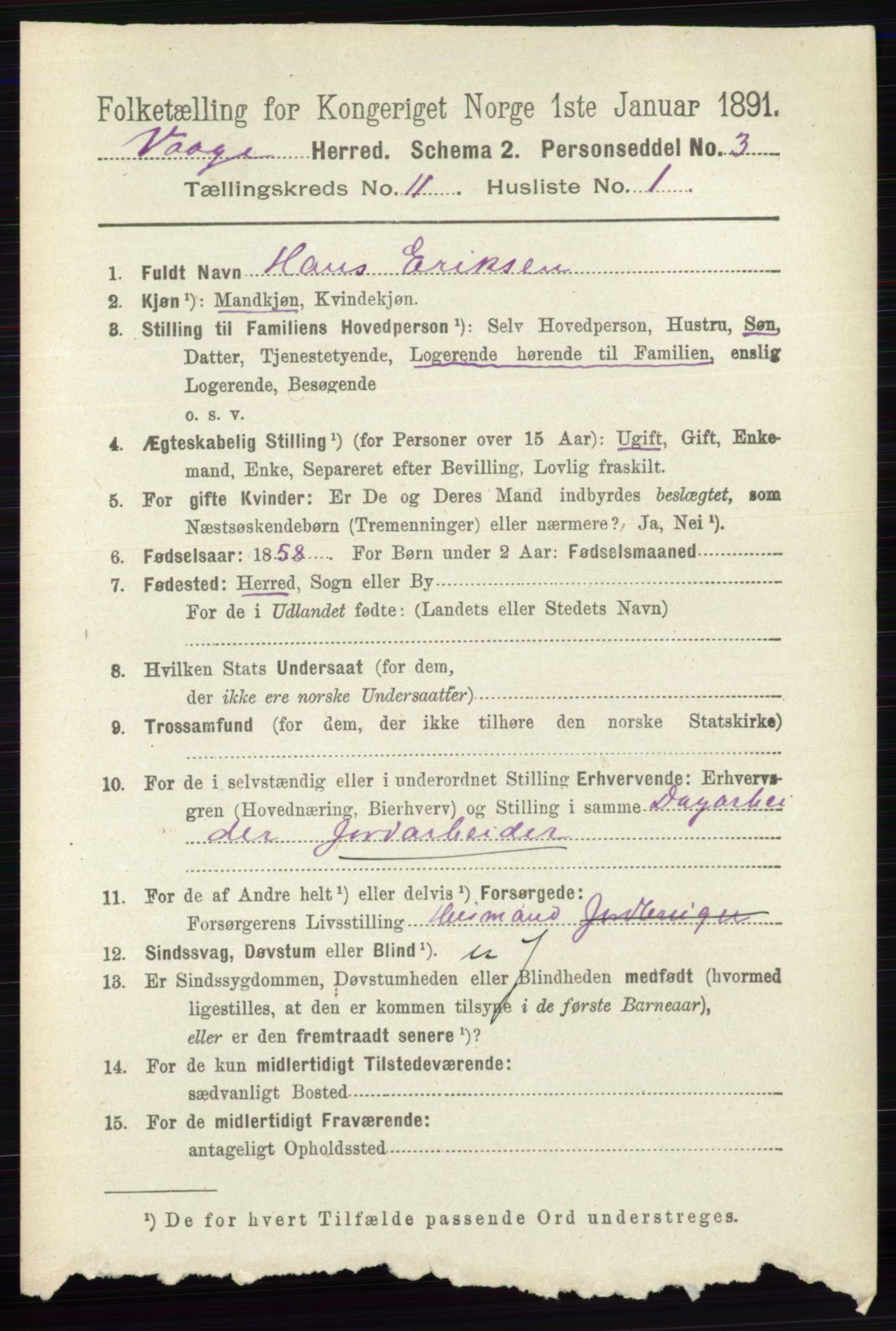 RA, 1891 census for 0515 Vågå, 1891, p. 6866