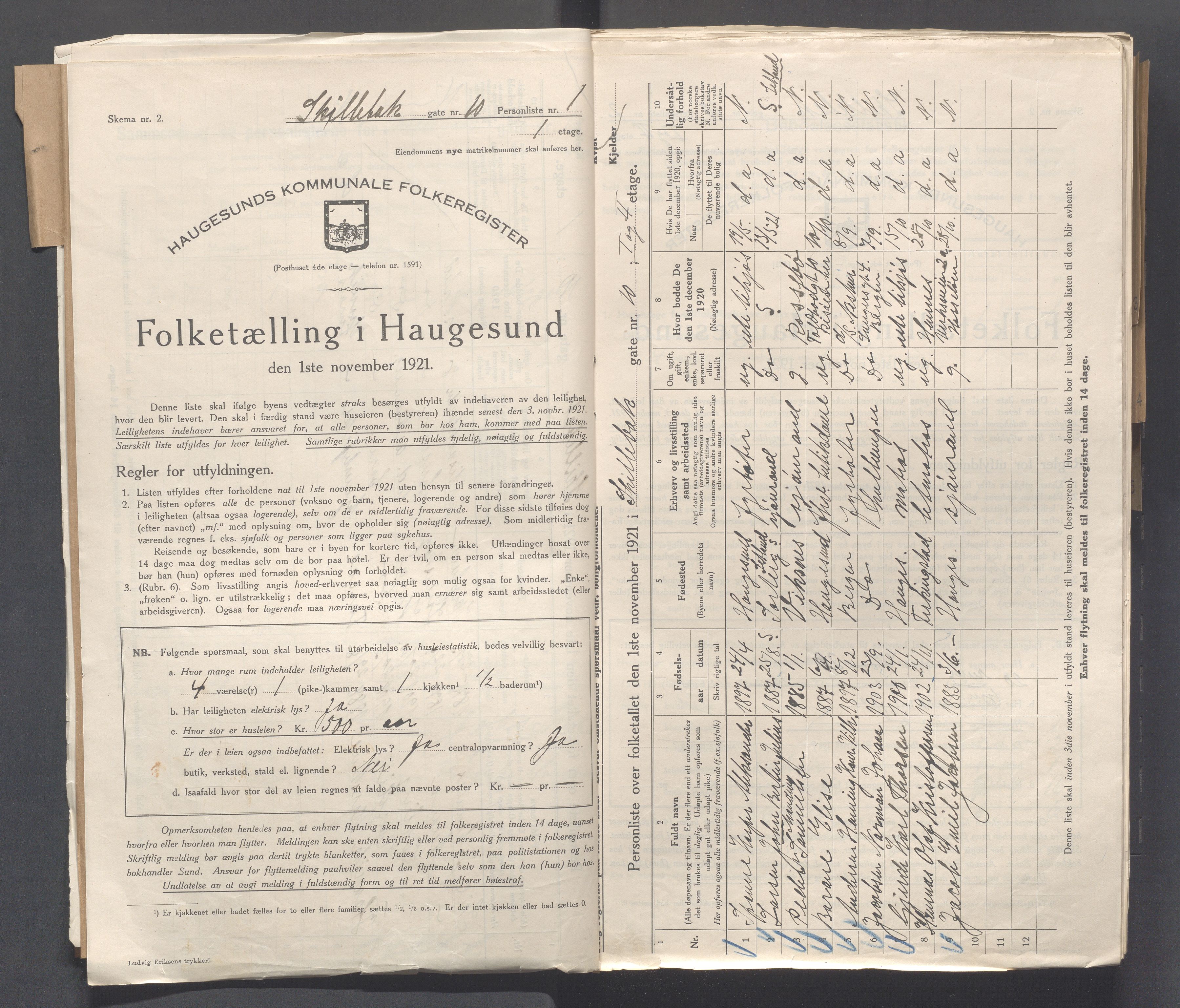 IKAR, Local census 1.11.1921 for Haugesund, 1921, p. 3906