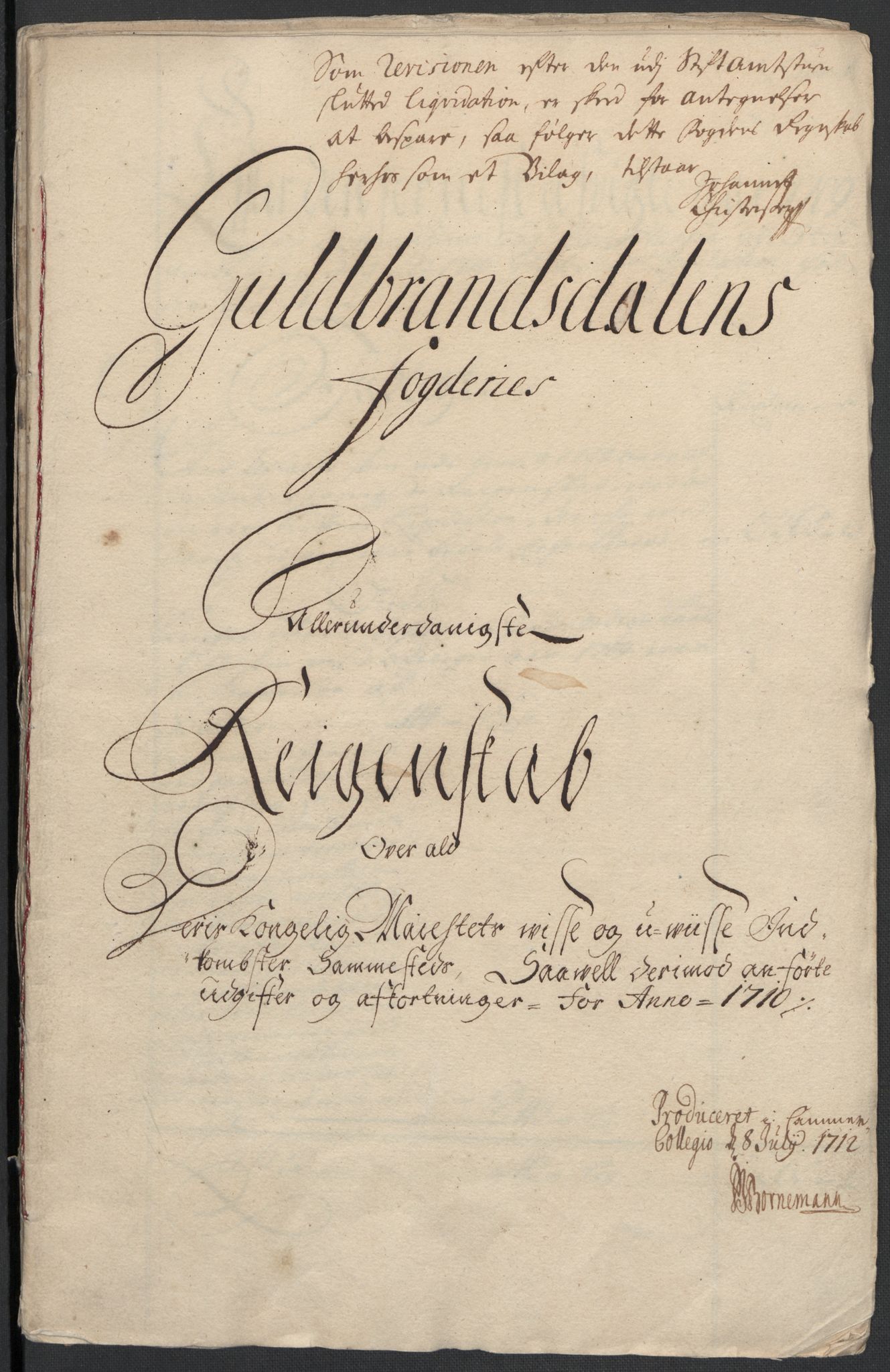 Rentekammeret inntil 1814, Reviderte regnskaper, Fogderegnskap, RA/EA-4092/R17/L1179: Fogderegnskap Gudbrandsdal, 1708-1710, p. 302