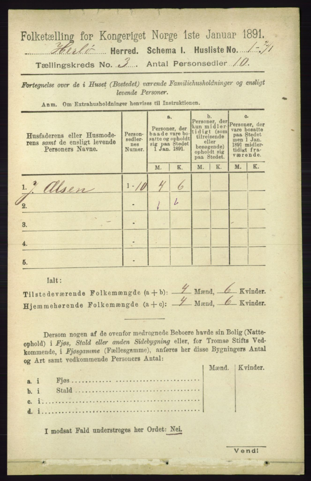 RA, 1891 census for 1258 Herdla, 1891, p. 1019