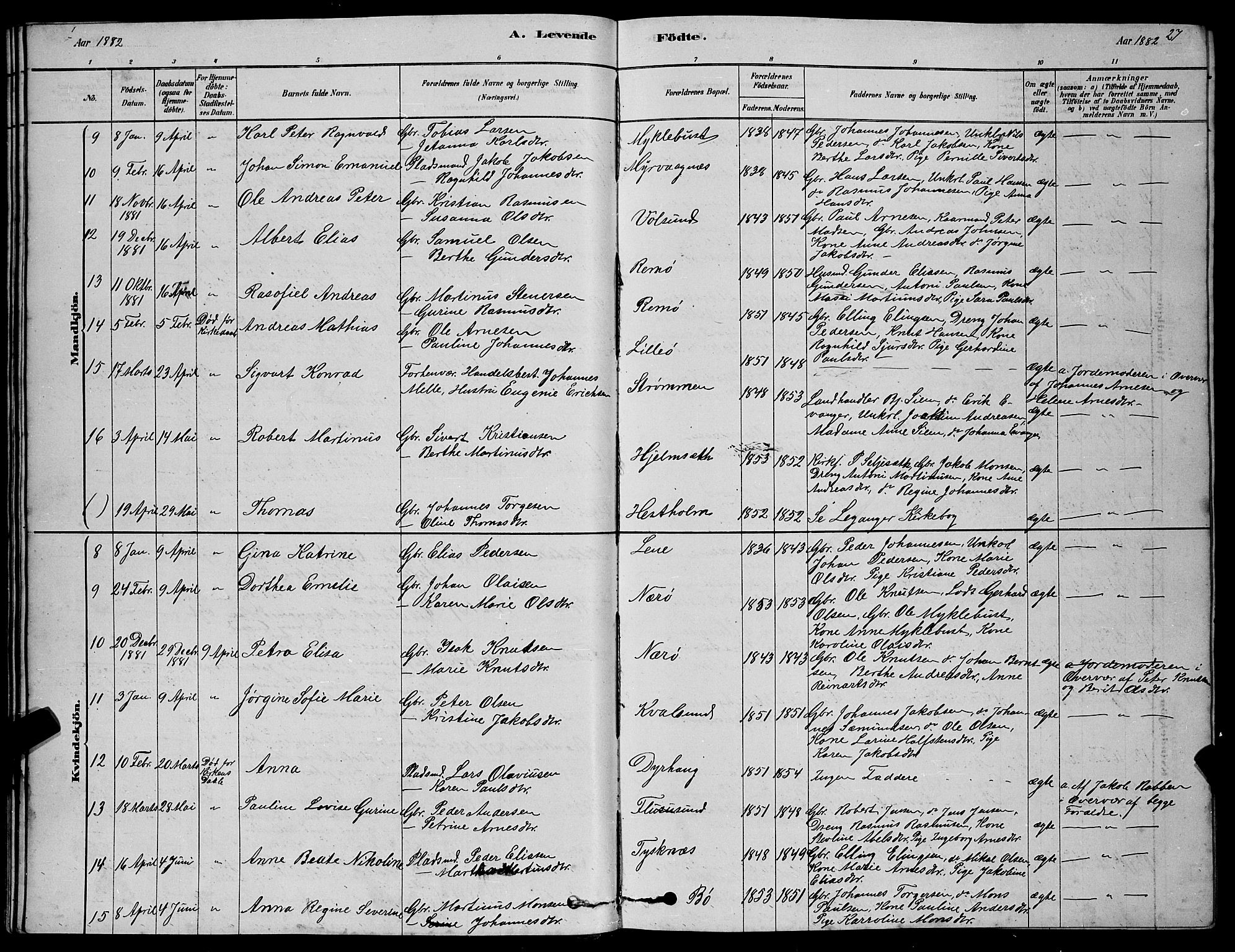 Ministerialprotokoller, klokkerbøker og fødselsregistre - Møre og Romsdal, AV/SAT-A-1454/507/L0081: Parish register (copy) no. 507C04, 1878-1898, p. 27