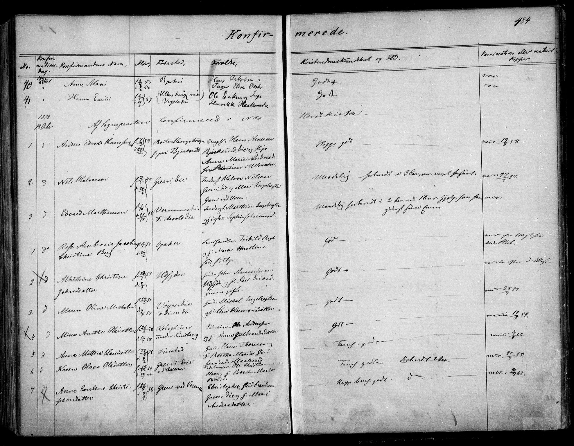 Nes prestekontor Kirkebøker, AV/SAO-A-10410/F/Fa/L0008: Parish register (official) no. I 8, 1859-1874, p. 484