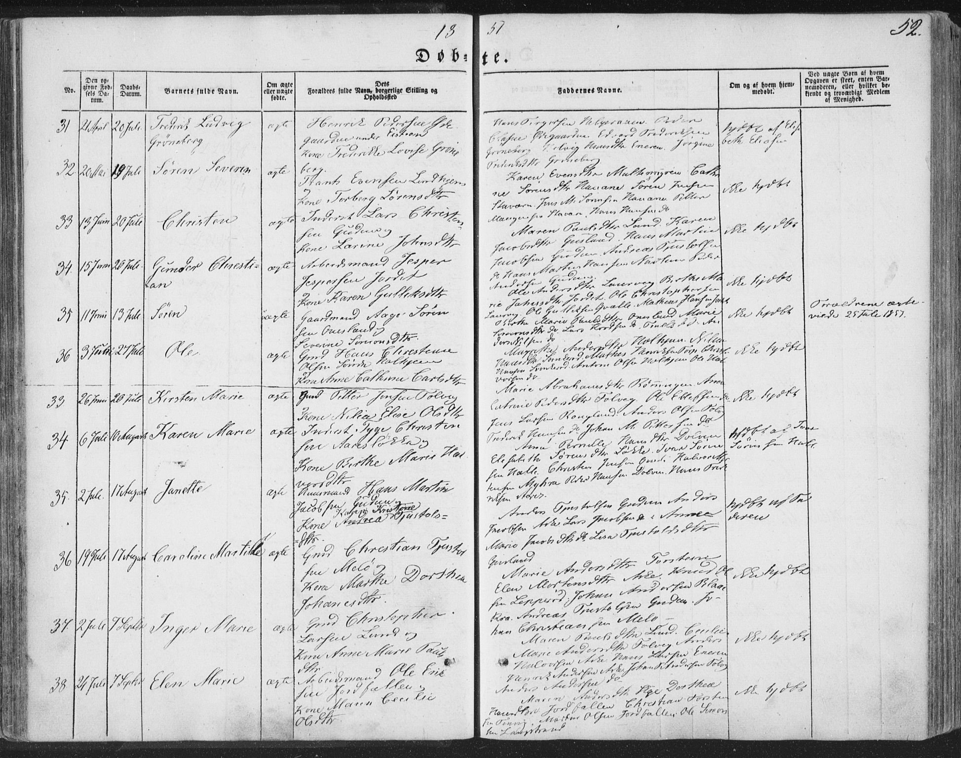 Brunlanes kirkebøker, AV/SAKO-A-342/F/Fa/L0004: Parish register (official) no. I 4, 1846-1862, p. 52