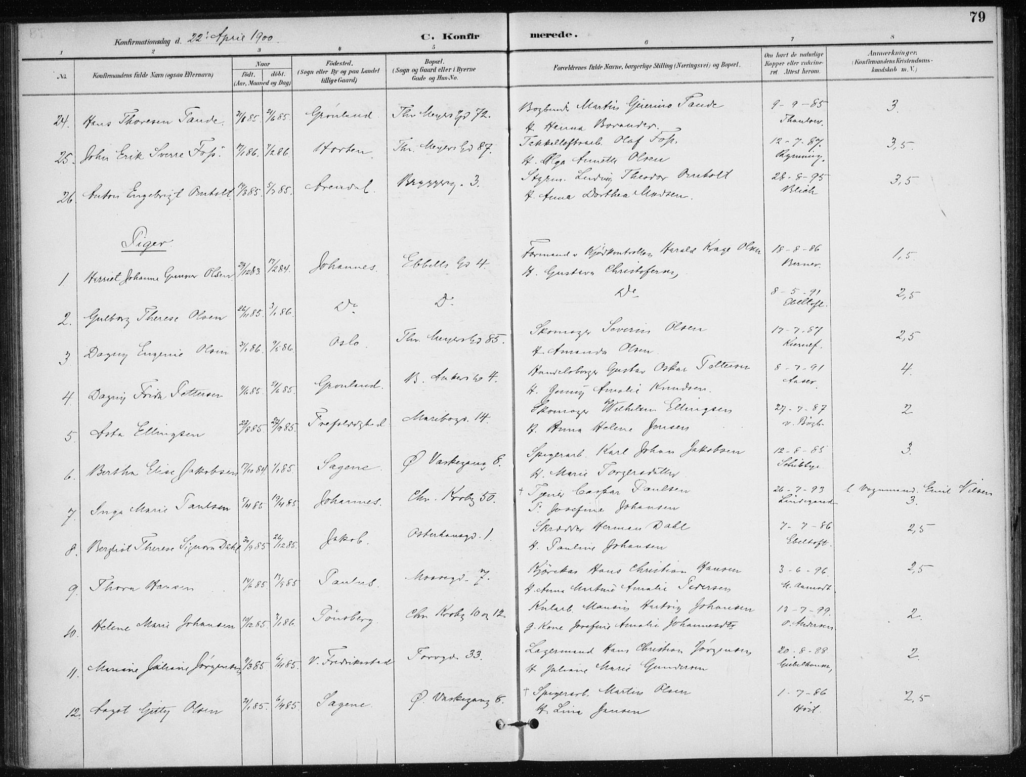 Jakob prestekontor Kirkebøker, AV/SAO-A-10850/F/Fa/L0008: Parish register (official) no. 8, 1892-1924, p. 79