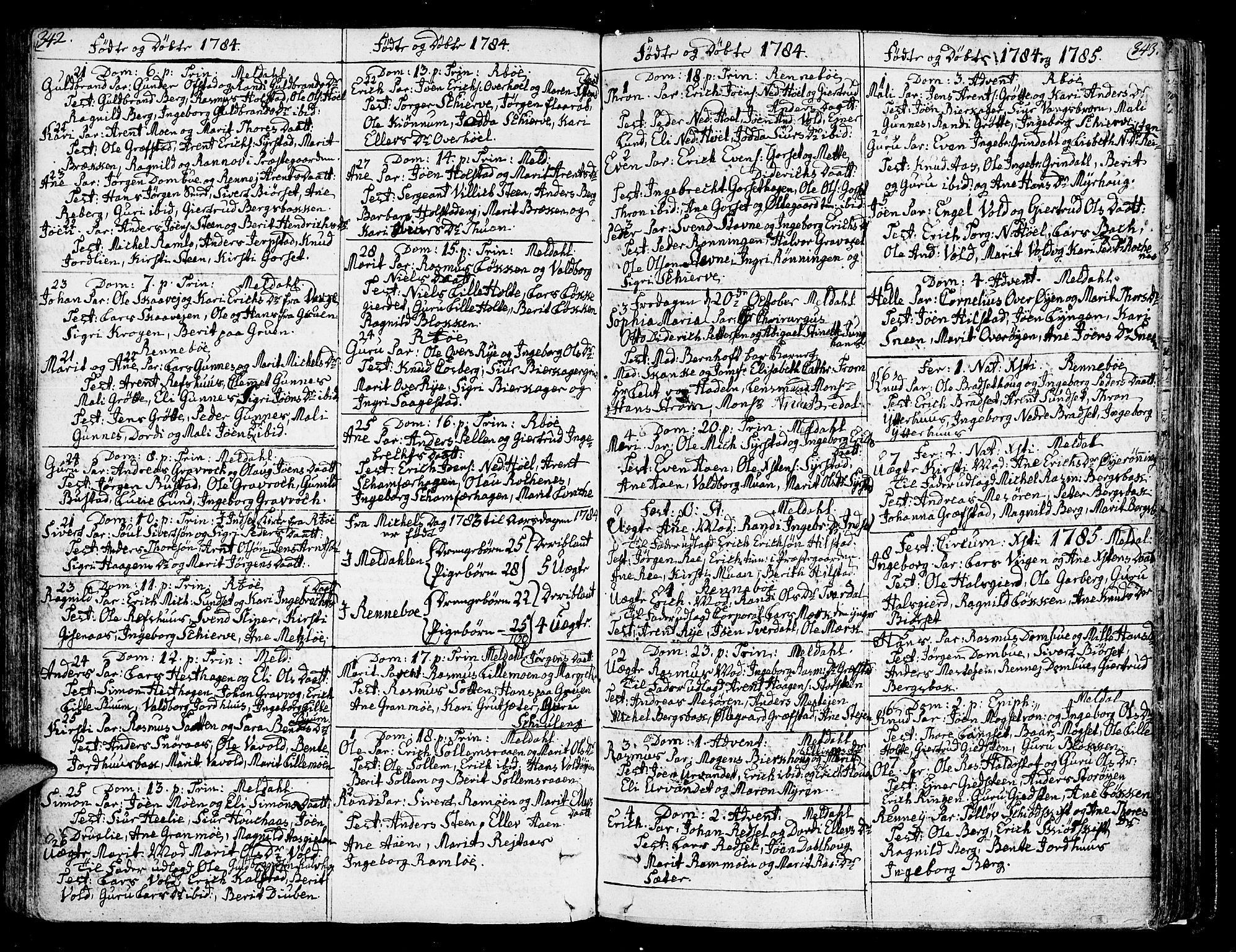 Ministerialprotokoller, klokkerbøker og fødselsregistre - Sør-Trøndelag, SAT/A-1456/672/L0852: Parish register (official) no. 672A05, 1776-1815, p. 342-343