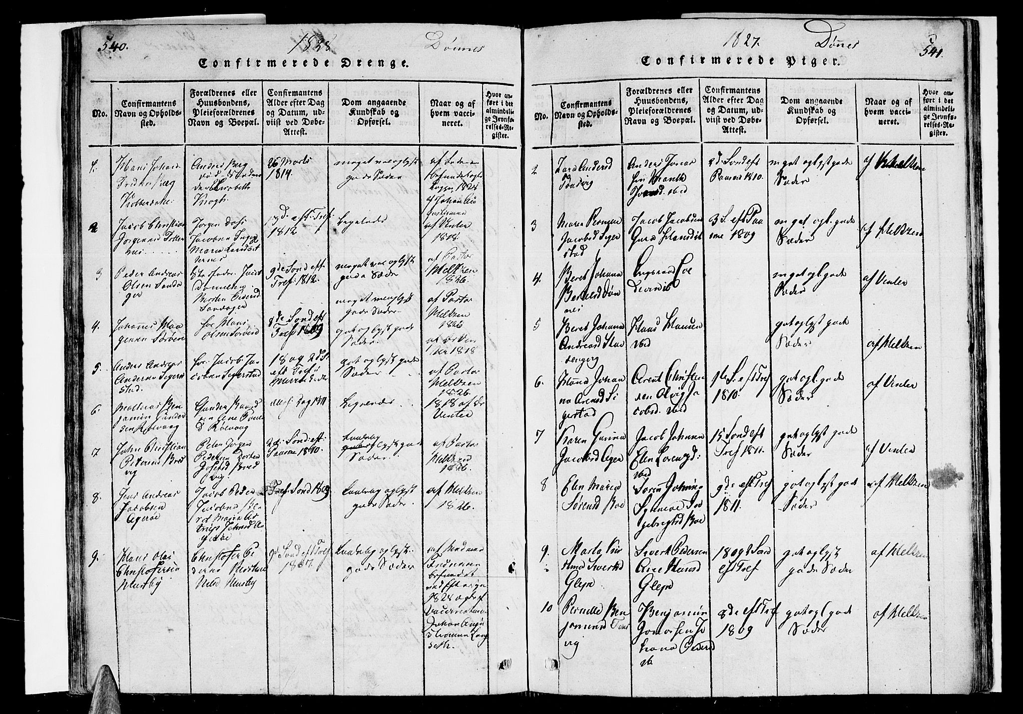 Ministerialprotokoller, klokkerbøker og fødselsregistre - Nordland, SAT/A-1459/838/L0547: Parish register (official) no. 838A05 /2, 1820-1828, p. 540-541