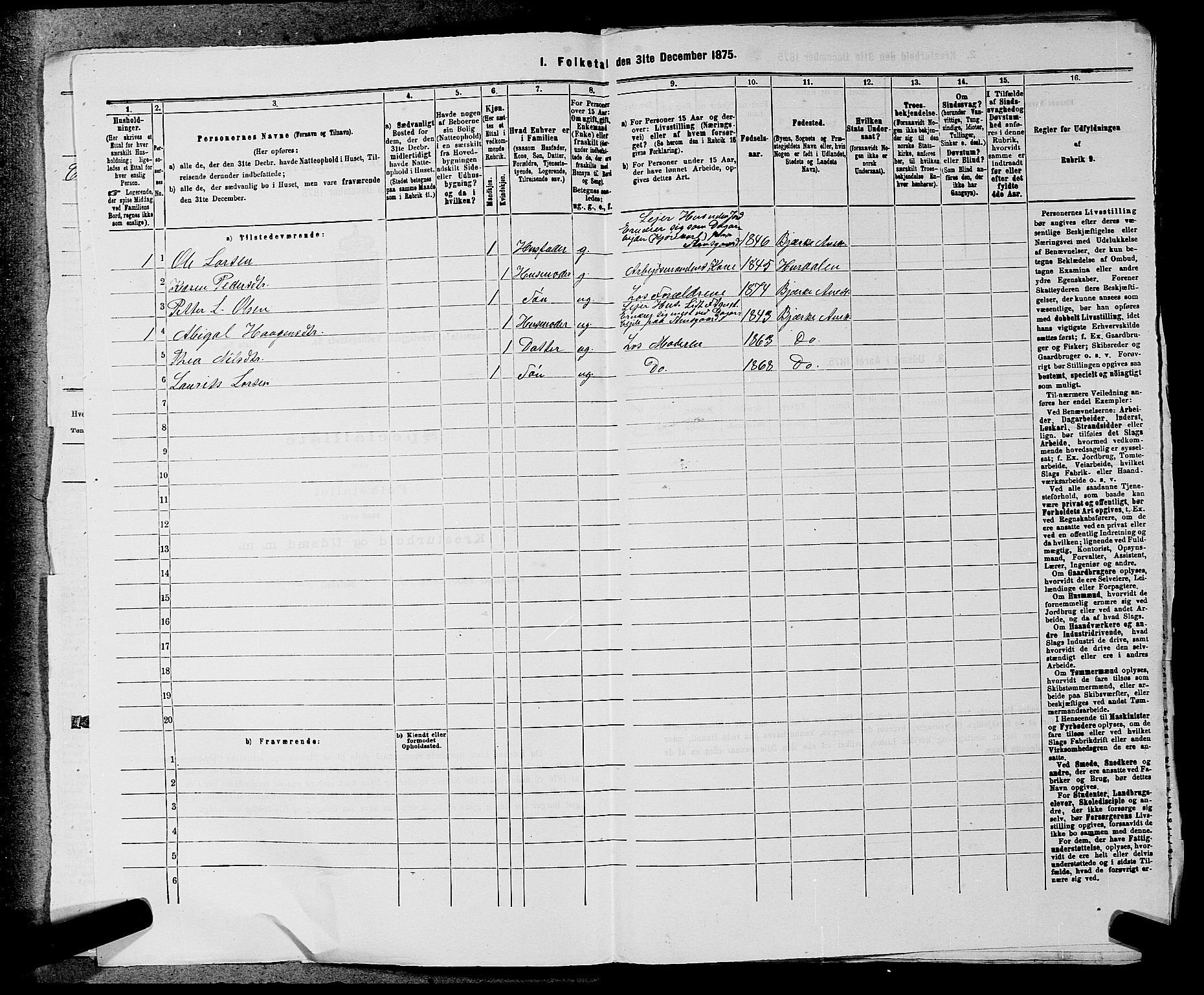 RA, 1875 census for 0238P Nannestad, 1875, p. 1253