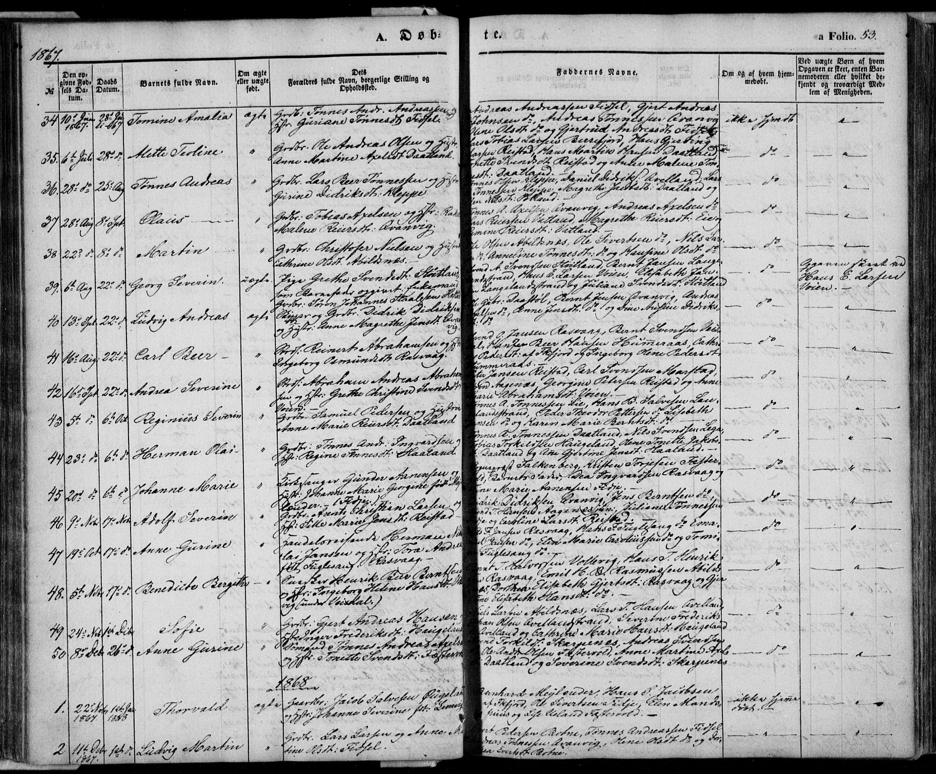 Flekkefjord sokneprestkontor, AV/SAK-1111-0012/F/Fa/Fab/L0004: Parish register (official) no. A 4, 1850-1875, p. 53