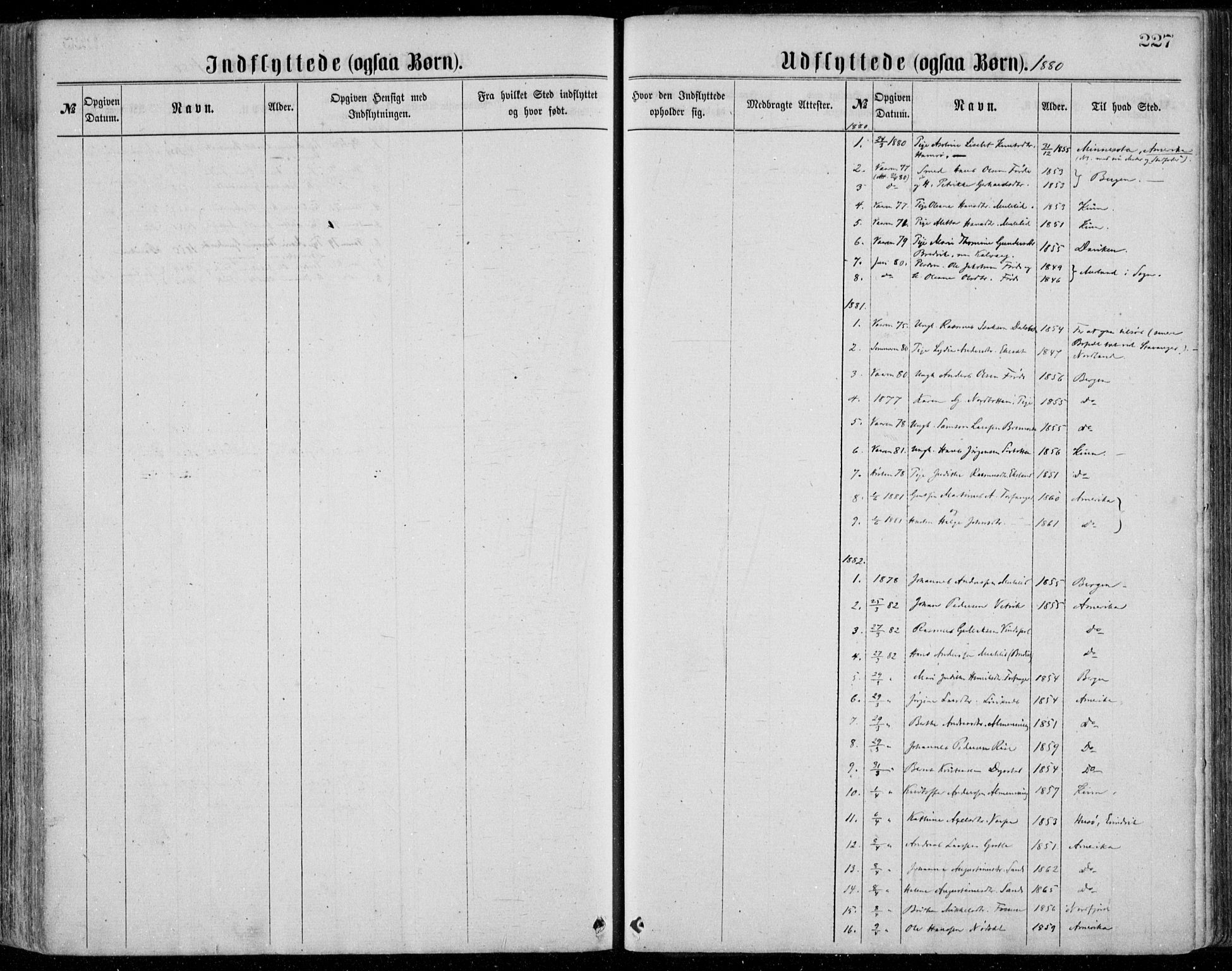 Bremanger sokneprestembete, SAB/A-82201/H/Haa/Haaa/L0001: Parish register (official) no. A  1, 1864-1883, p. 227