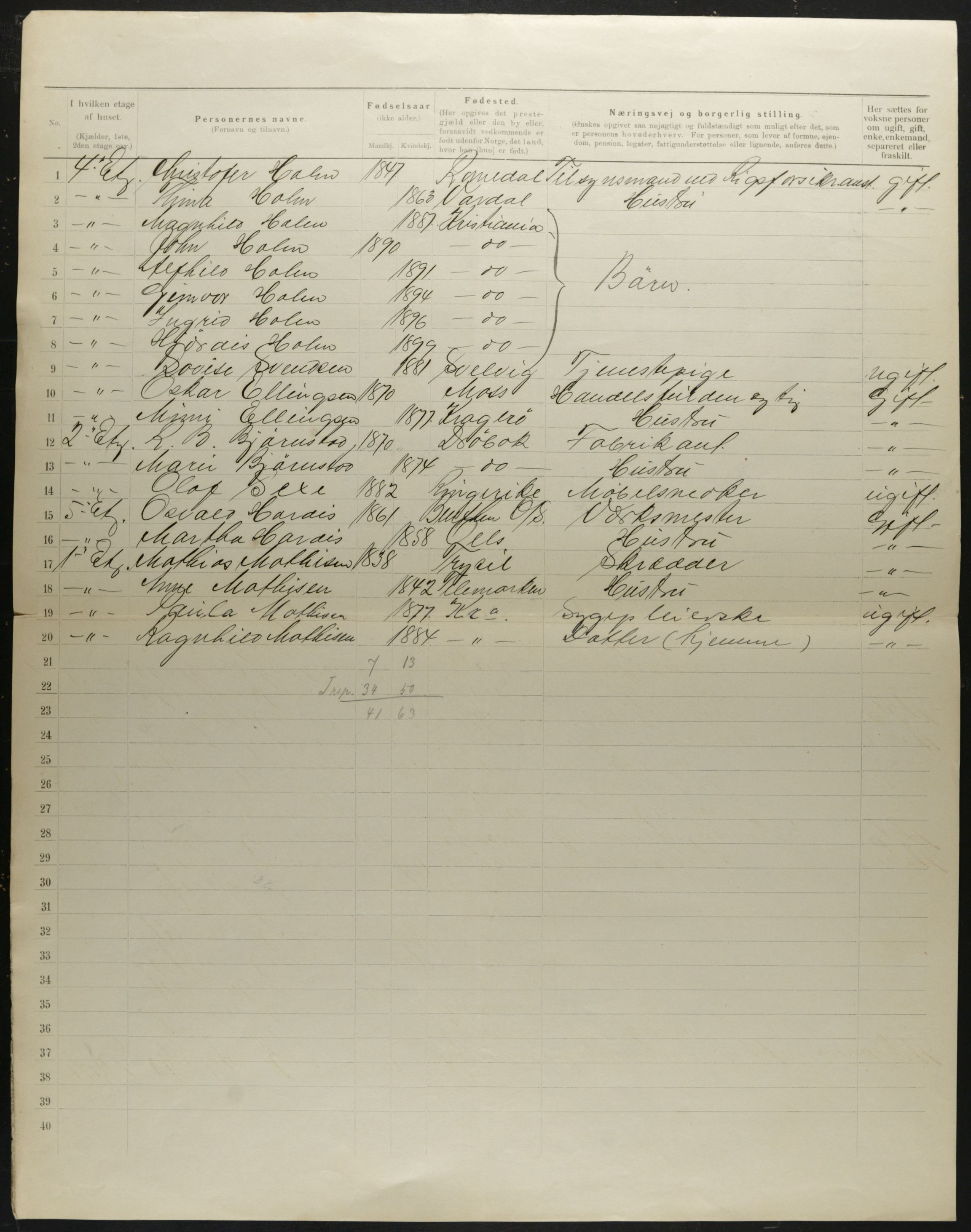 OBA, Municipal Census 1901 for Kristiania, 1901, p. 785