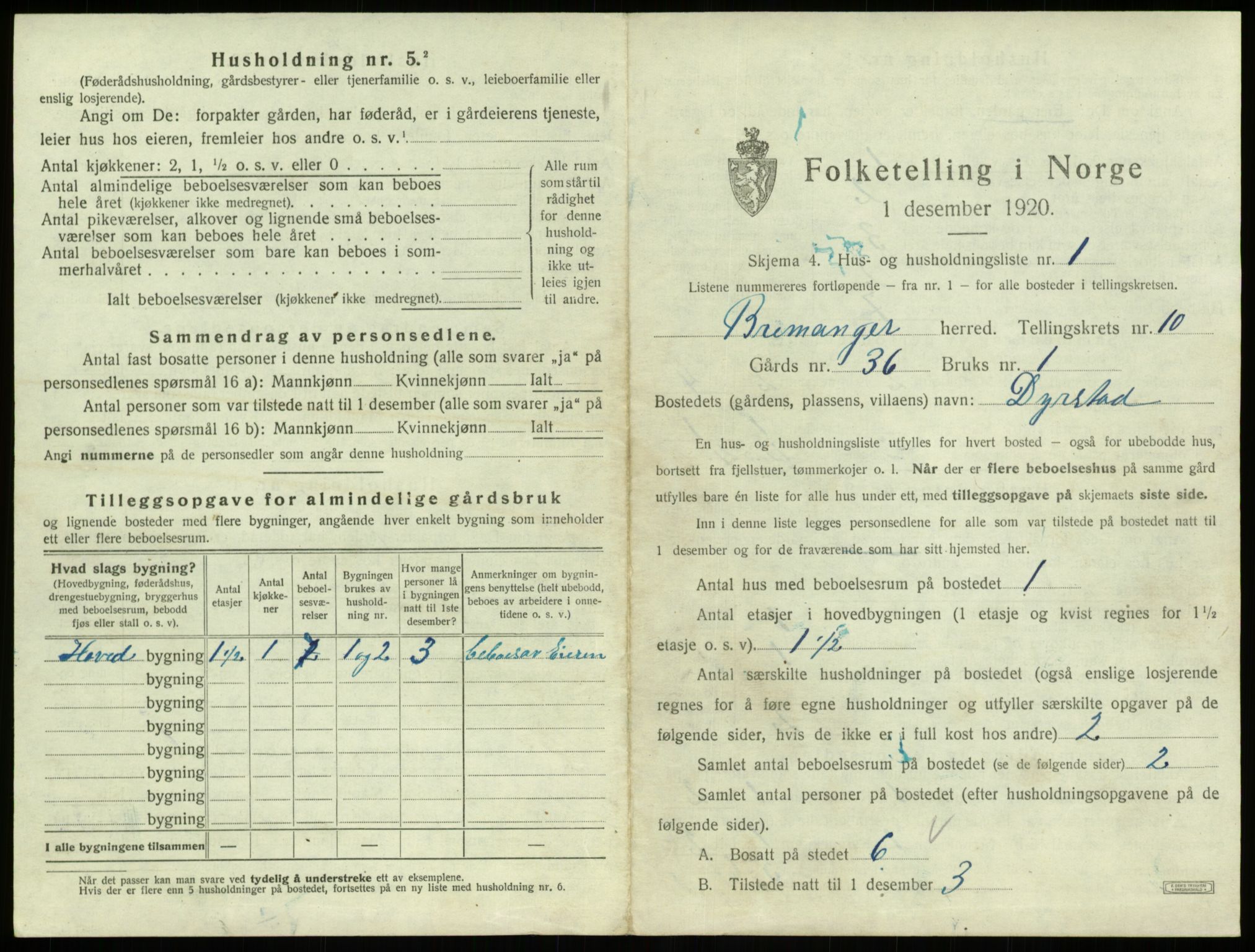 SAB, 1920 census for Bremanger, 1920, p. 714