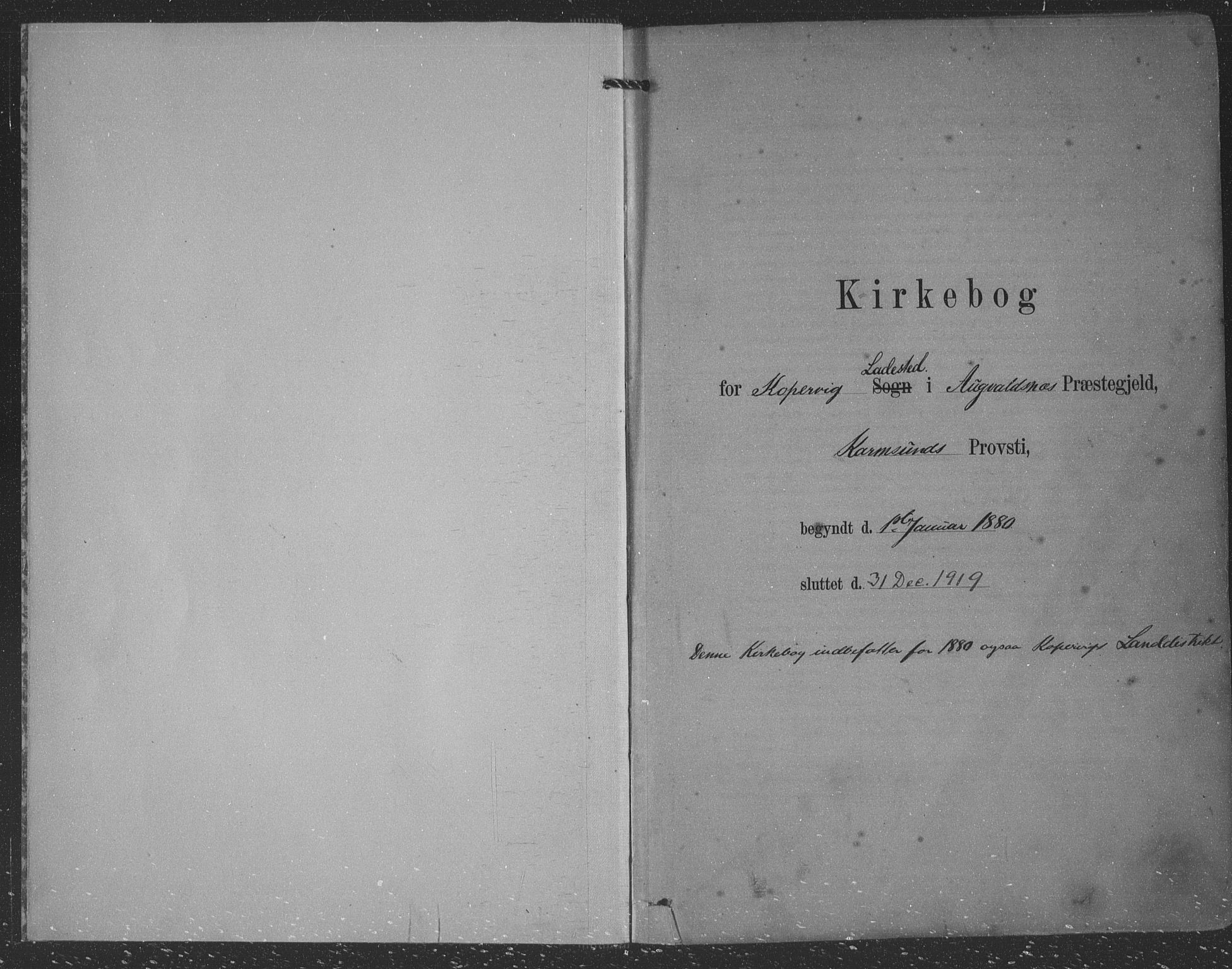 Kopervik sokneprestkontor, SAST/A-101850/H/Ha/Haa/L0001: Parish register (official) no. A 1, 1880-1919