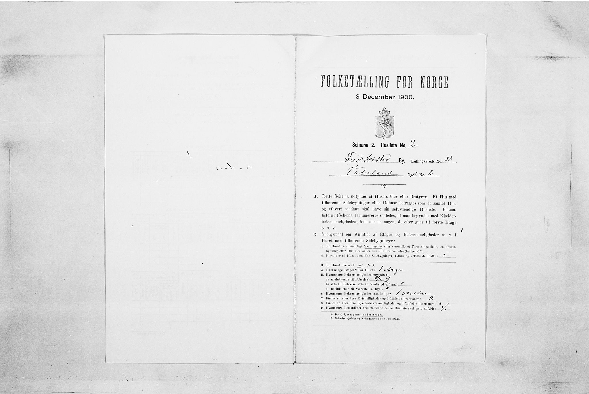 SAO, 1900 census for Fredrikstad, 1900