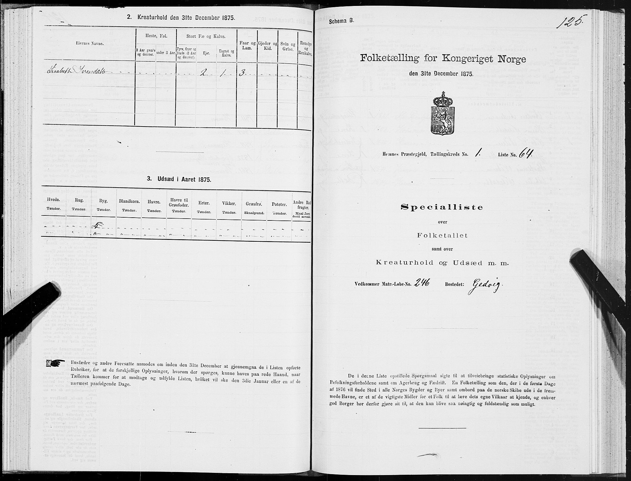 SAT, 1875 census for 1832P Hemnes, 1875, p. 1125