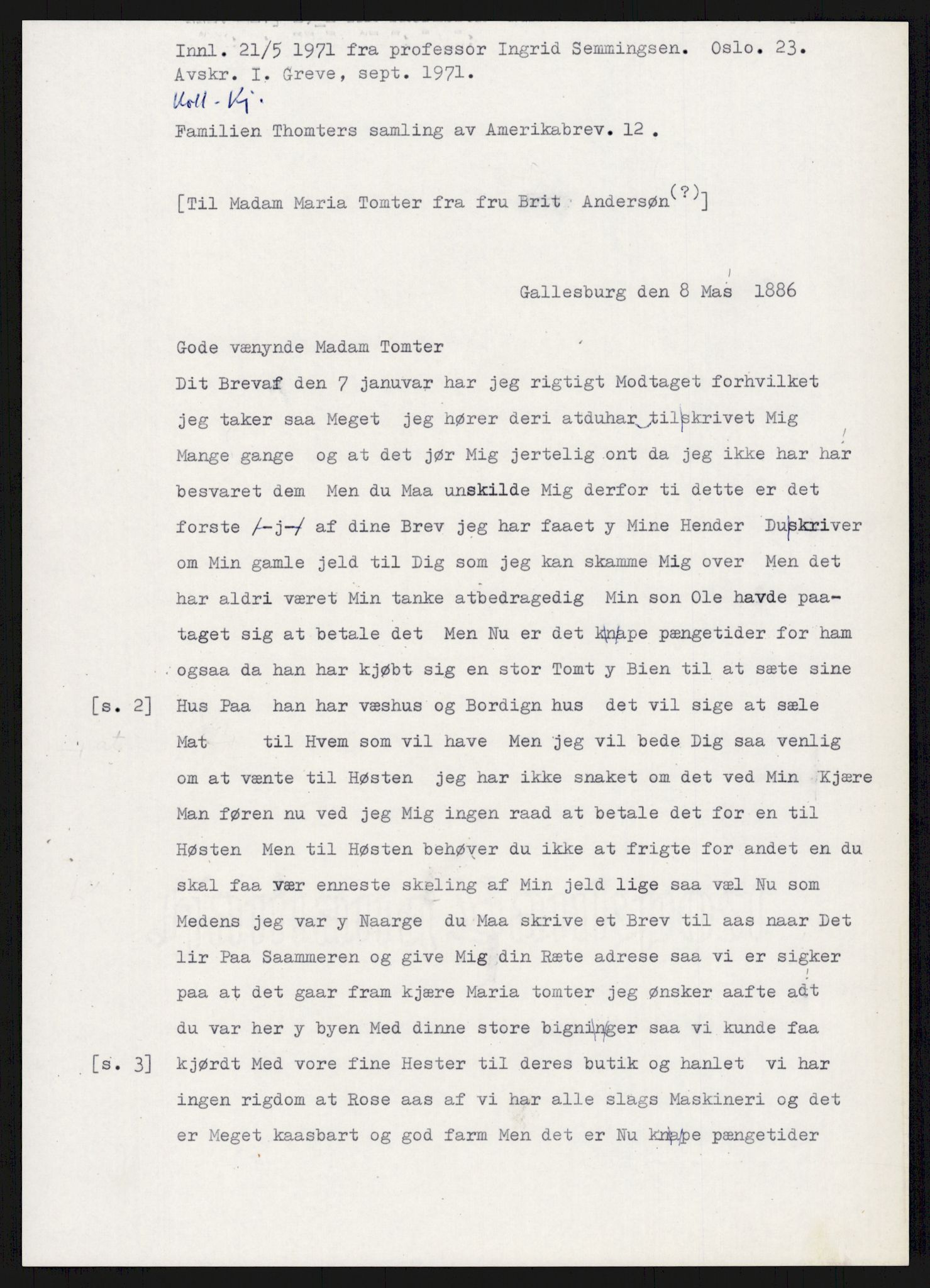 Samlinger til kildeutgivelse, Amerikabrevene, AV/RA-EA-4057/F/L0015: Innlån fra Oppland: Sæteren - Vigerust, 1838-1914, p. 347