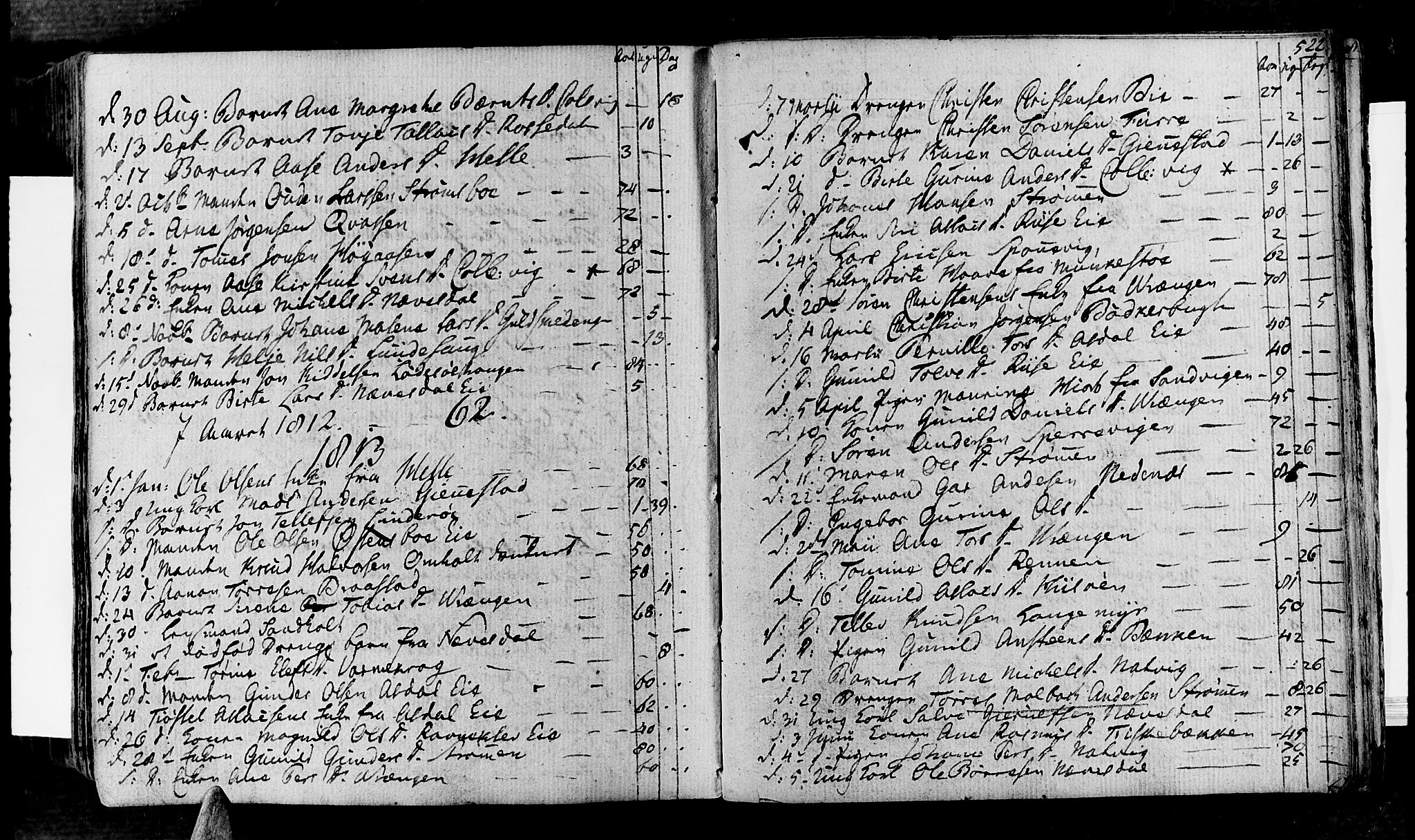 Øyestad sokneprestkontor, AV/SAK-1111-0049/F/Fa/L0011: Parish register (official) no. A 11, 1805-1824, p. 522