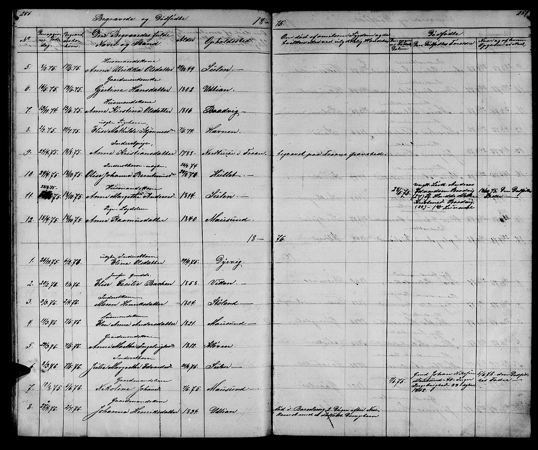 Ministerialprotokoller, klokkerbøker og fødselsregistre - Sør-Trøndelag, SAT/A-1456/640/L0583: Parish register (copy) no. 640C01, 1866-1877, p. 256-257