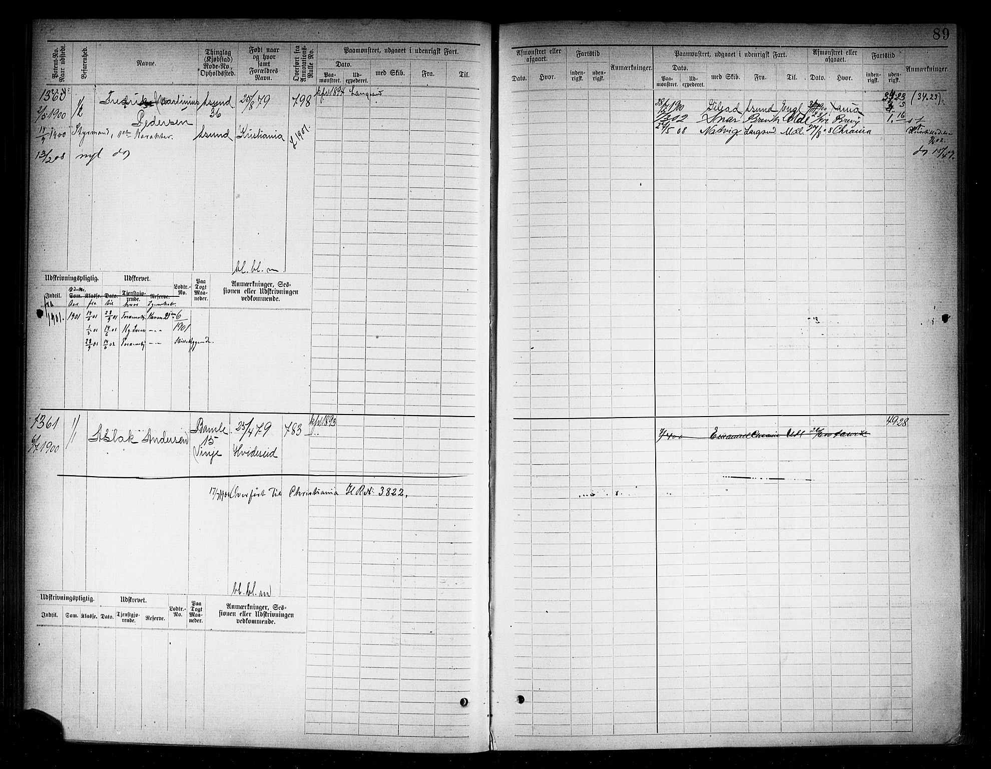 Langesund innrulleringskontor, AV/SAKO-A-831/F/Fc/L0006: Hovedrulle, 1891-1922, p. 92