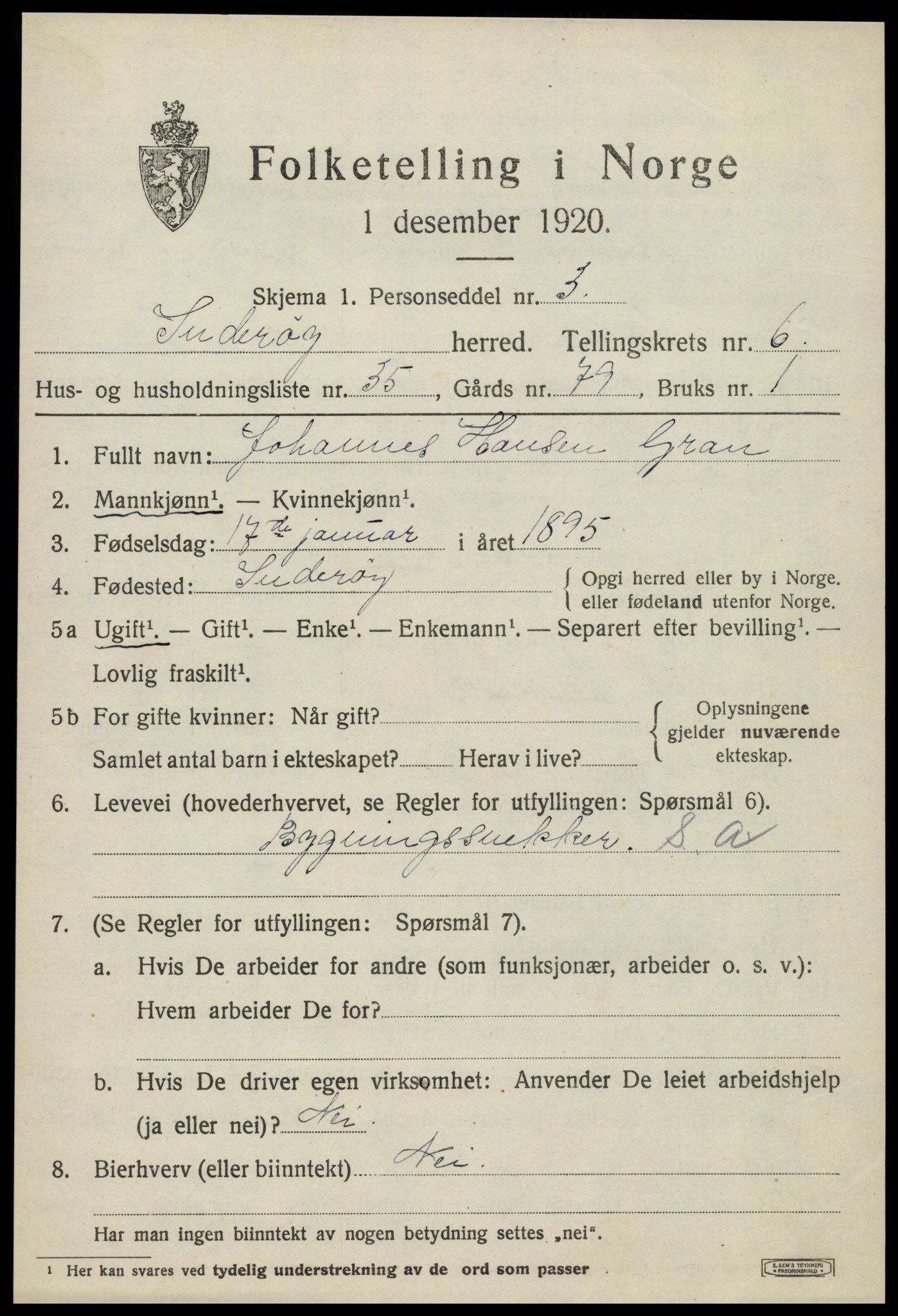 SAT, 1920 census for Inderøy, 1920, p. 5079